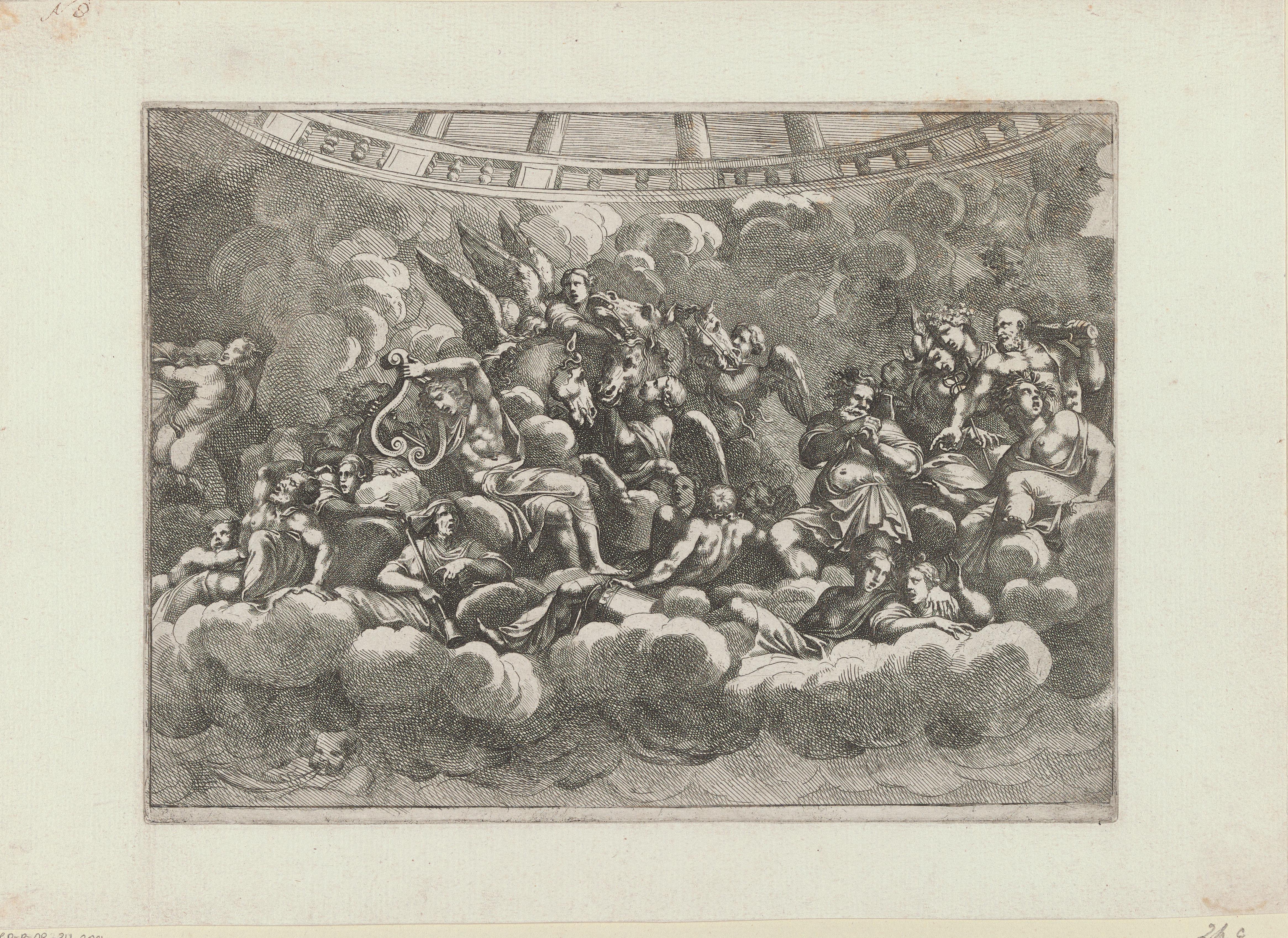 Mythologische figuren tussen wolken