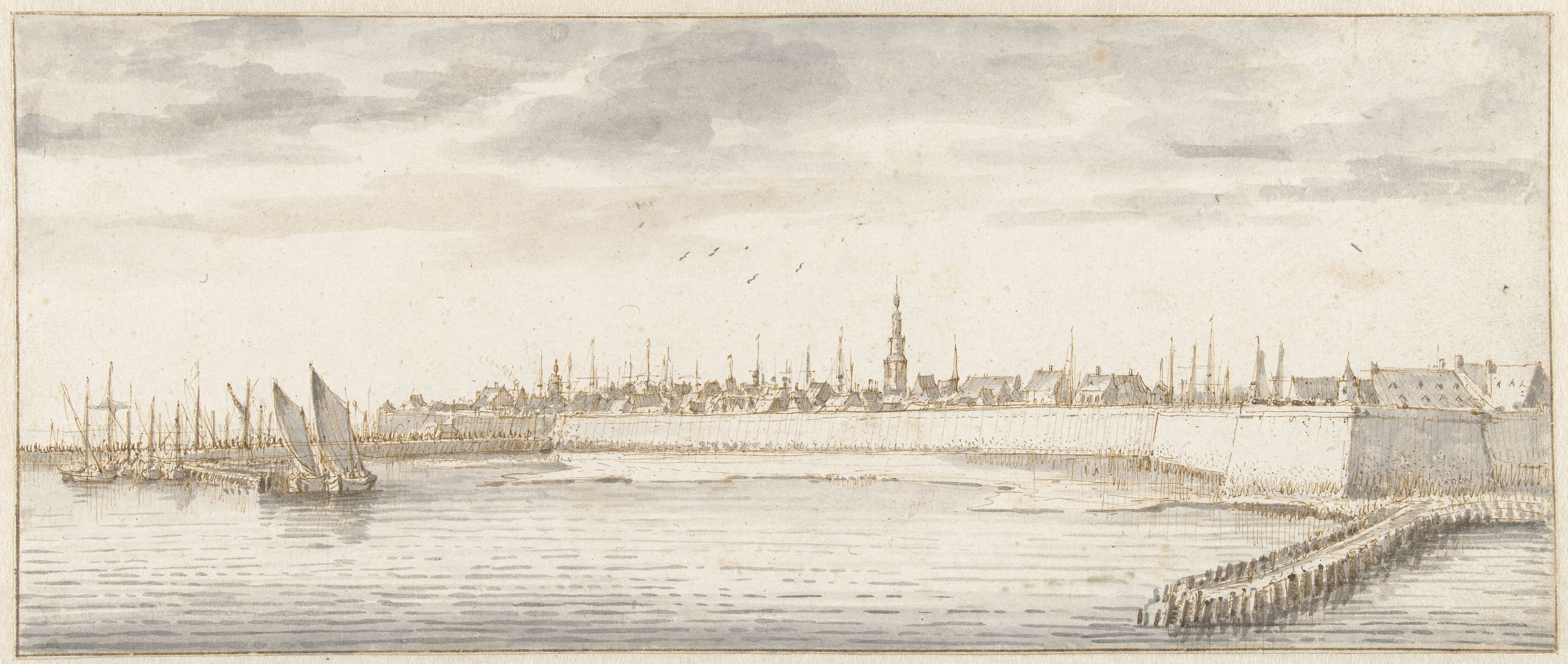 Gezicht op Vlissingen, vanaf de Schelde gezien
