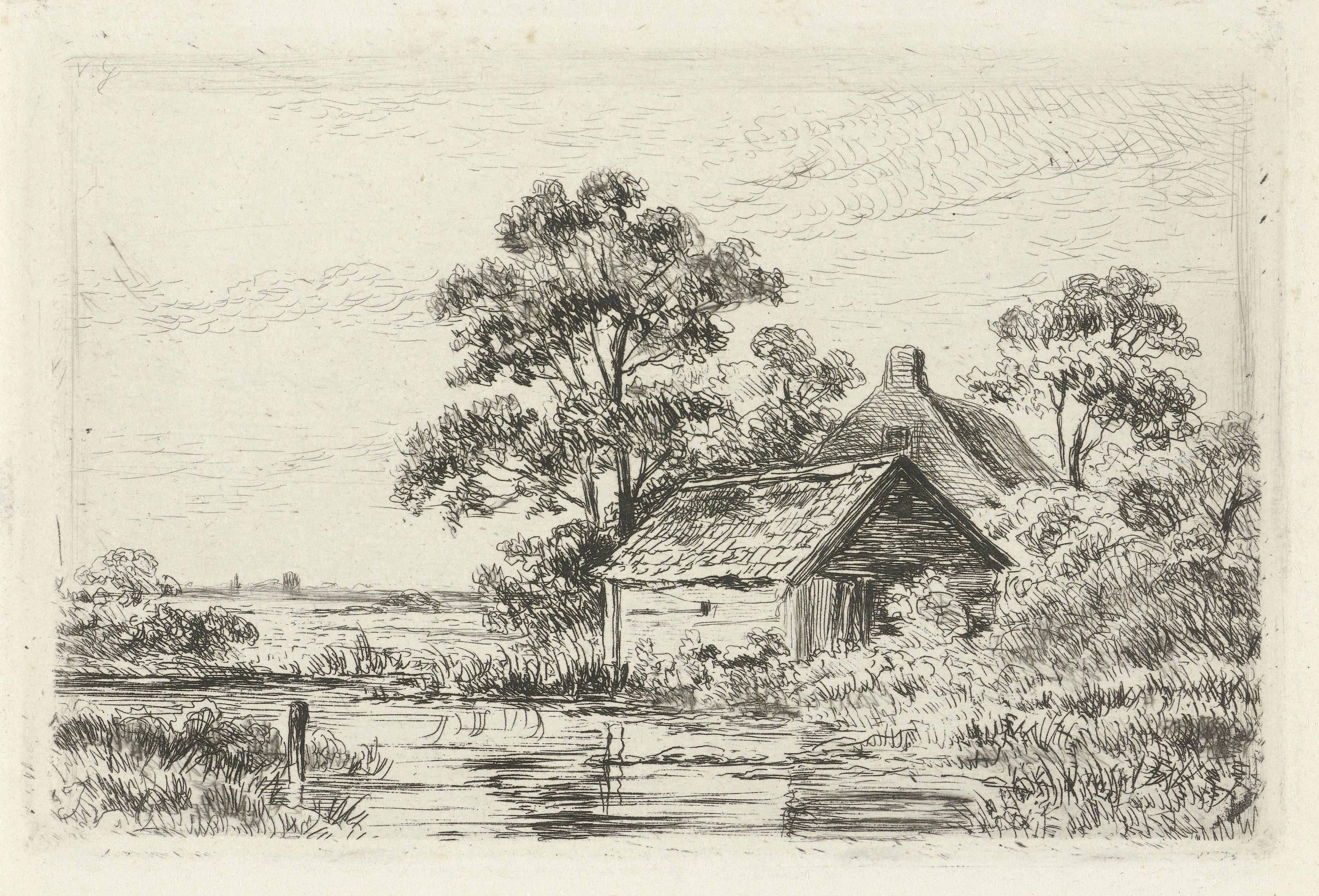 Landschap met boerenwoning