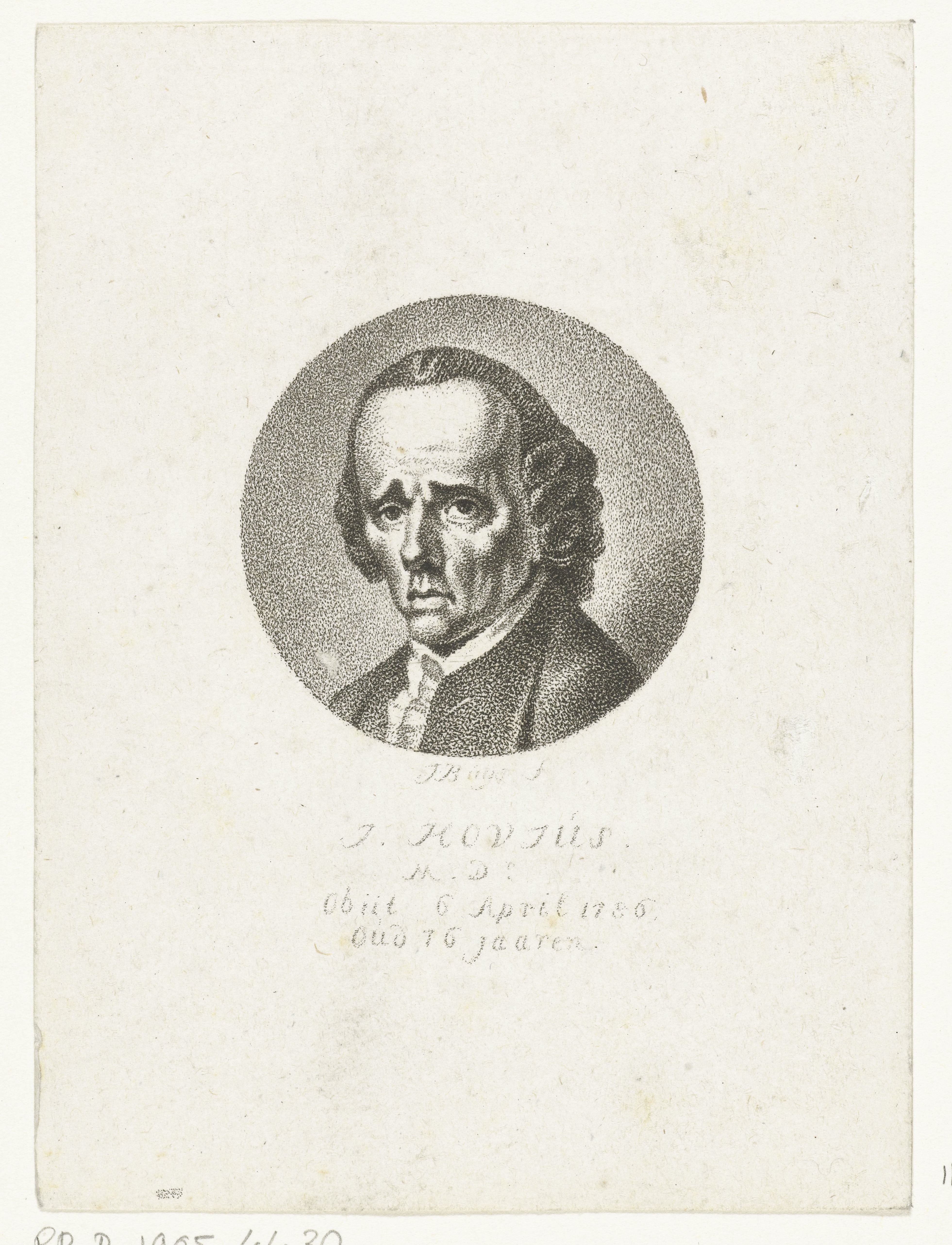 Portret van J. Hovius op 16-jarige leeftijd
