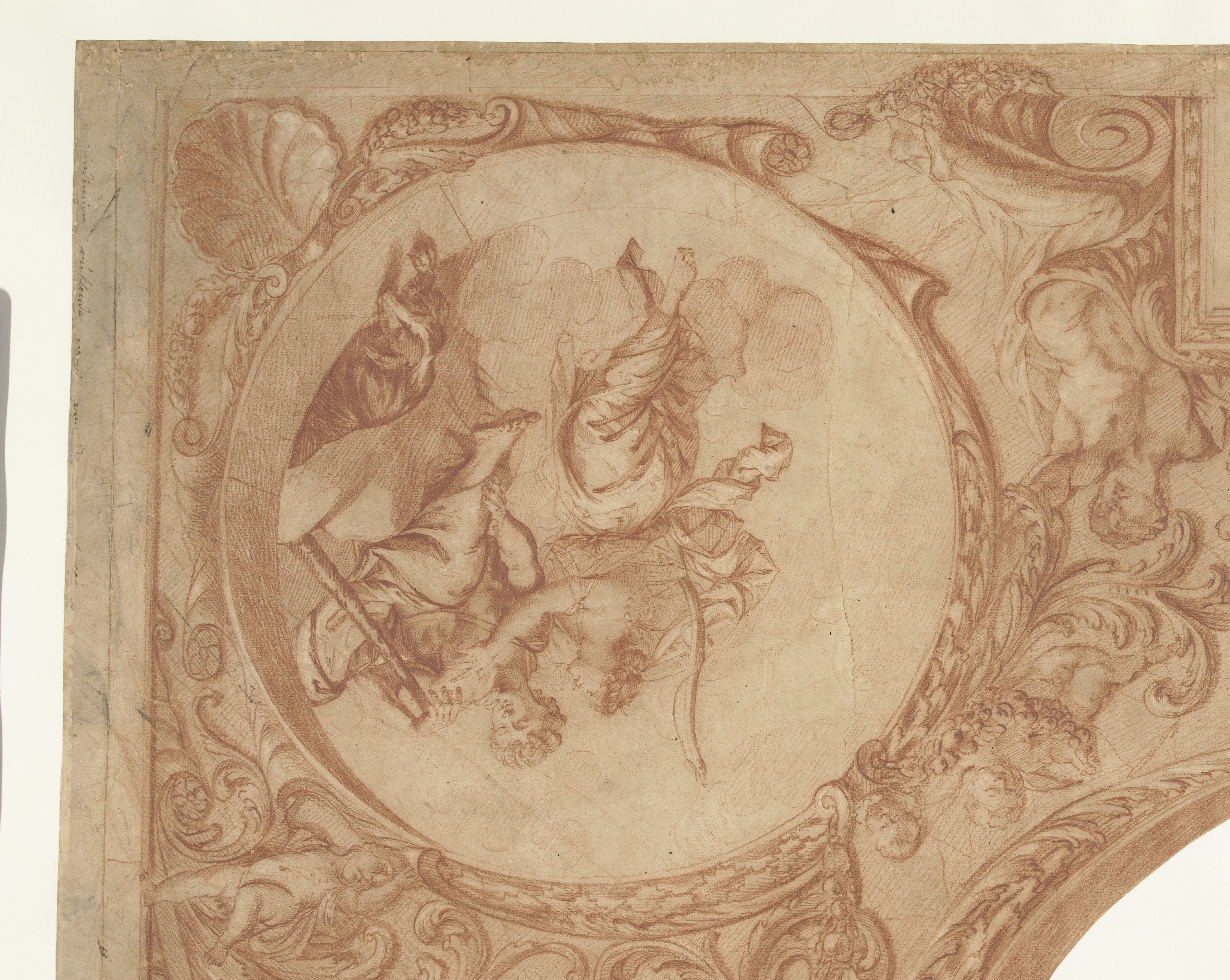 Ontwerp voor een hoekstuk van een plafond met Diana en Endymion