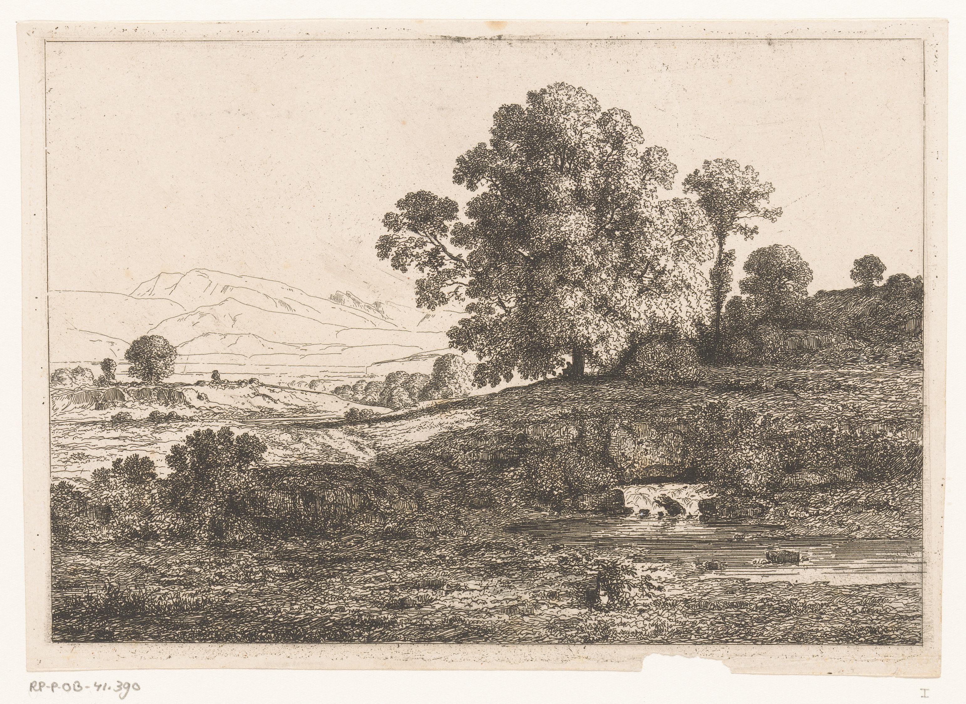 Glooiend landschap met een beek