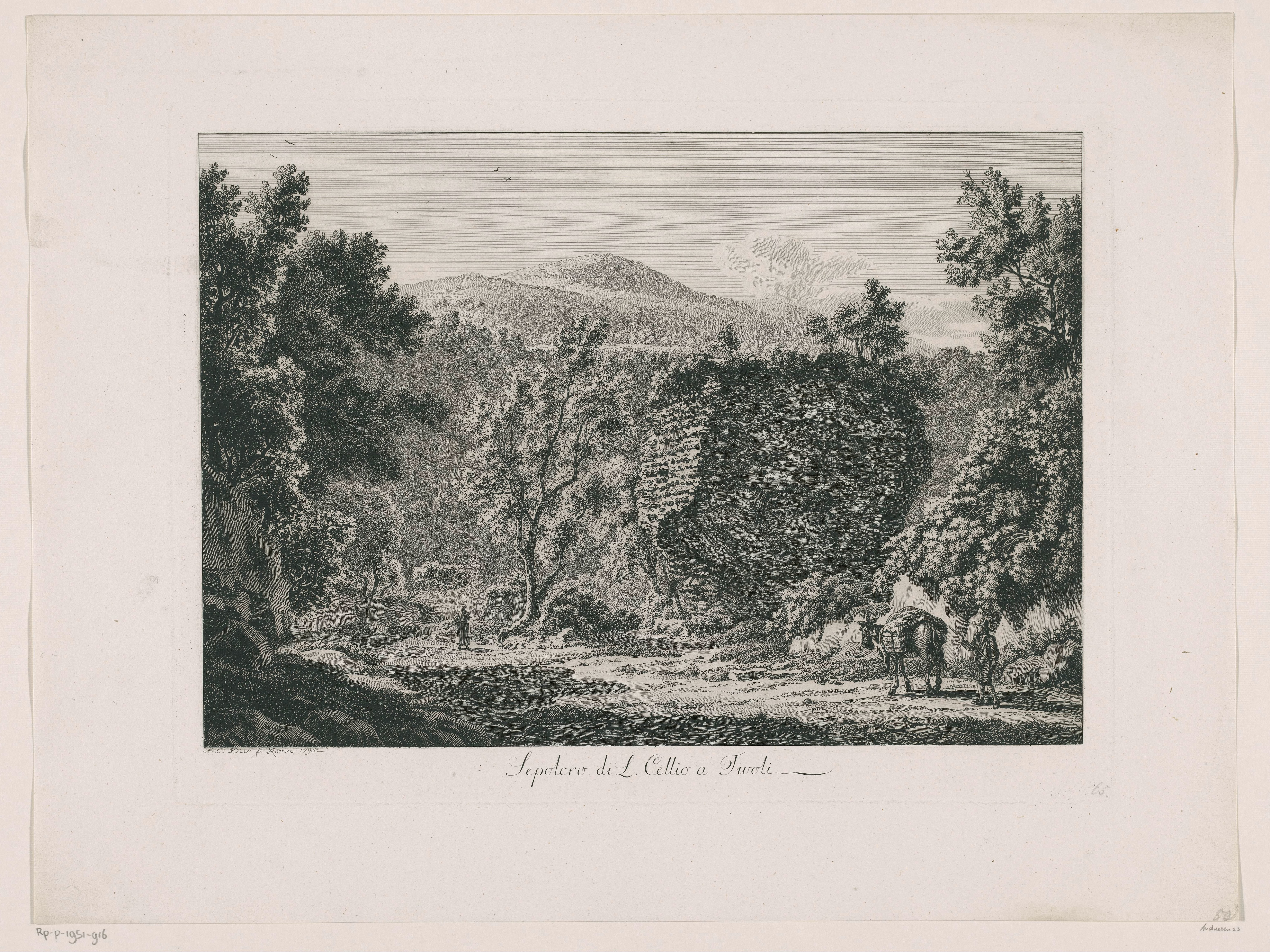 Gezicht op de graftombe van Cellius nabij Tivoli