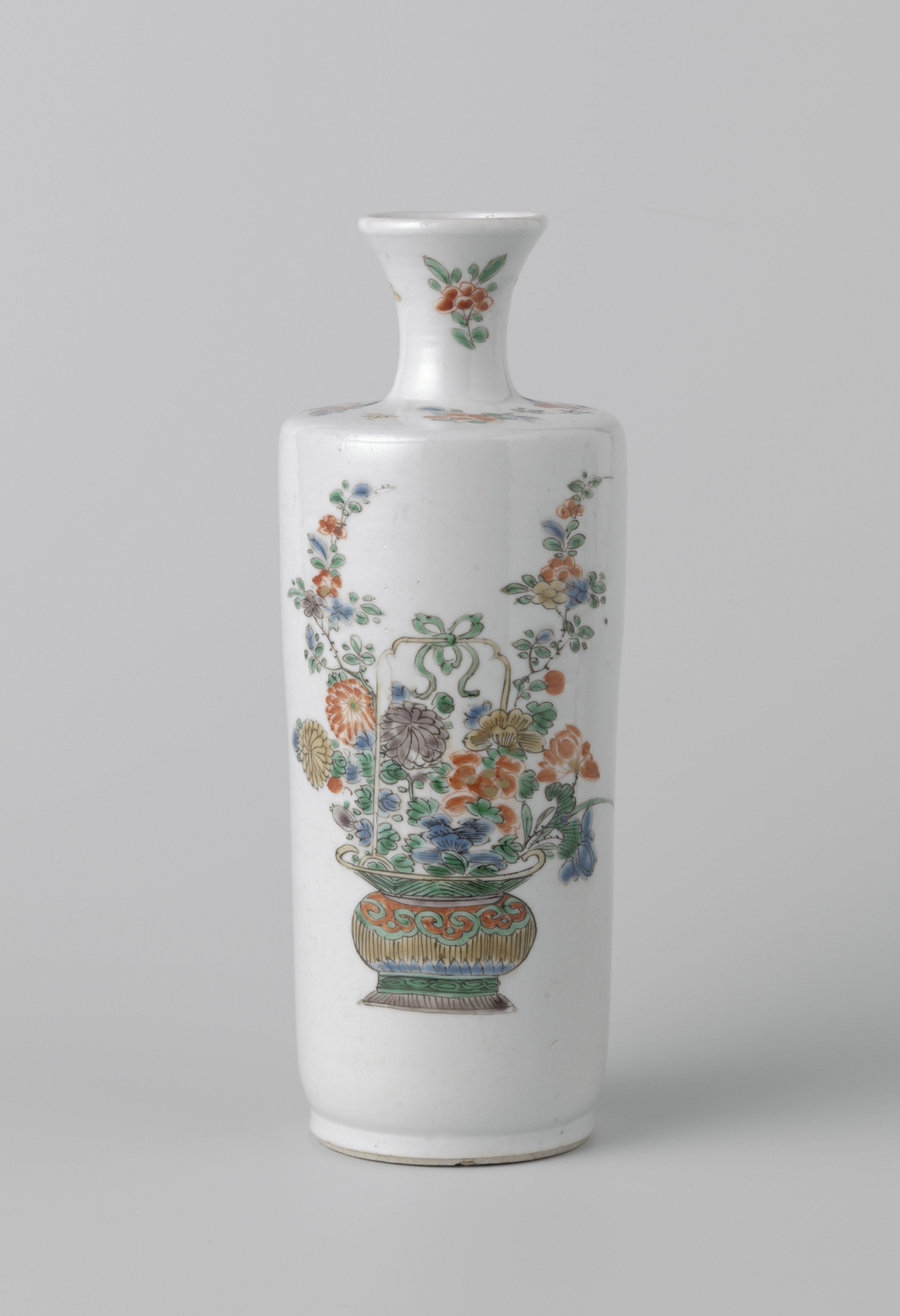 Cylindrical vase with flower baskets