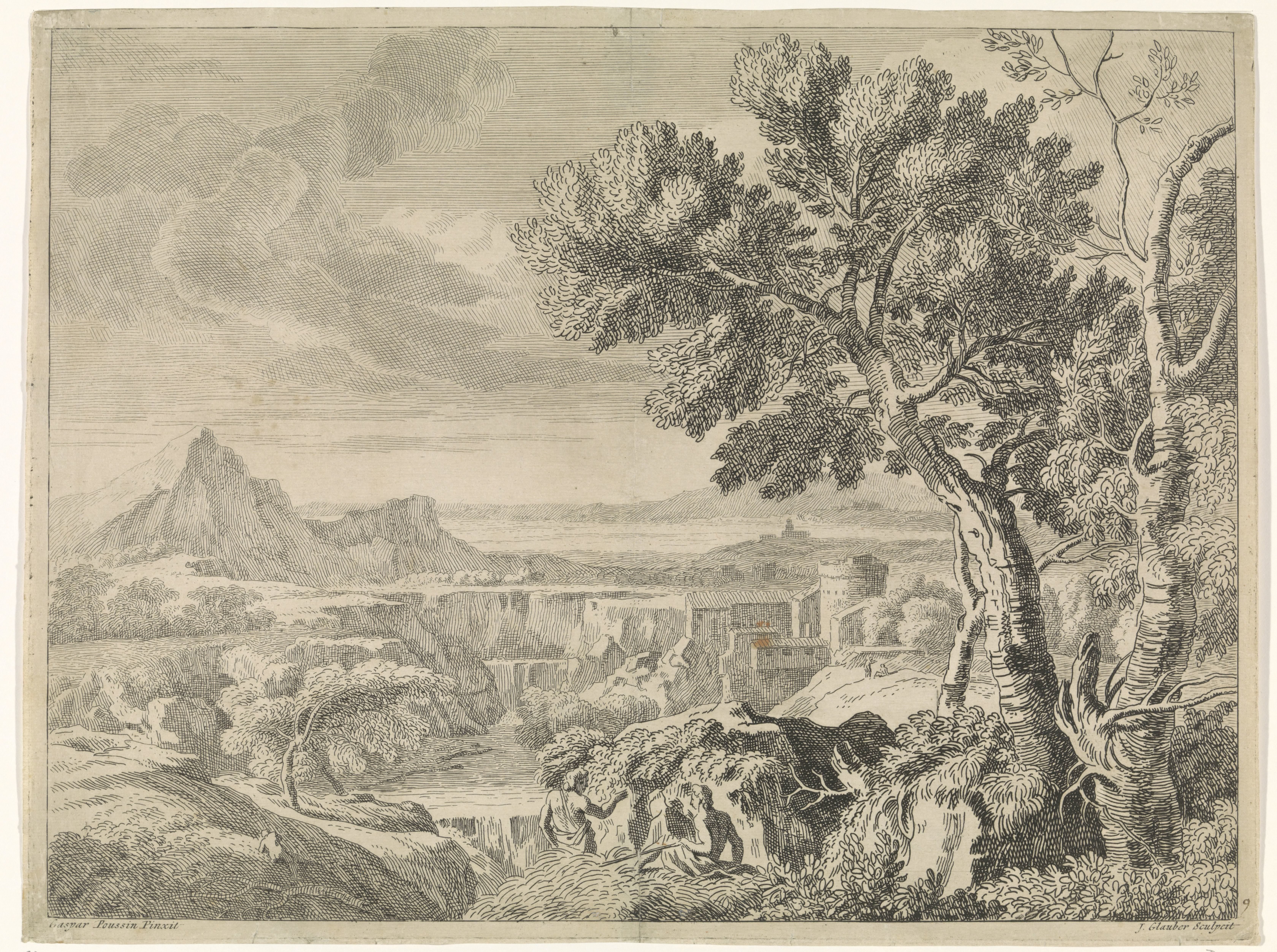 Landschap met ravijn en waterval