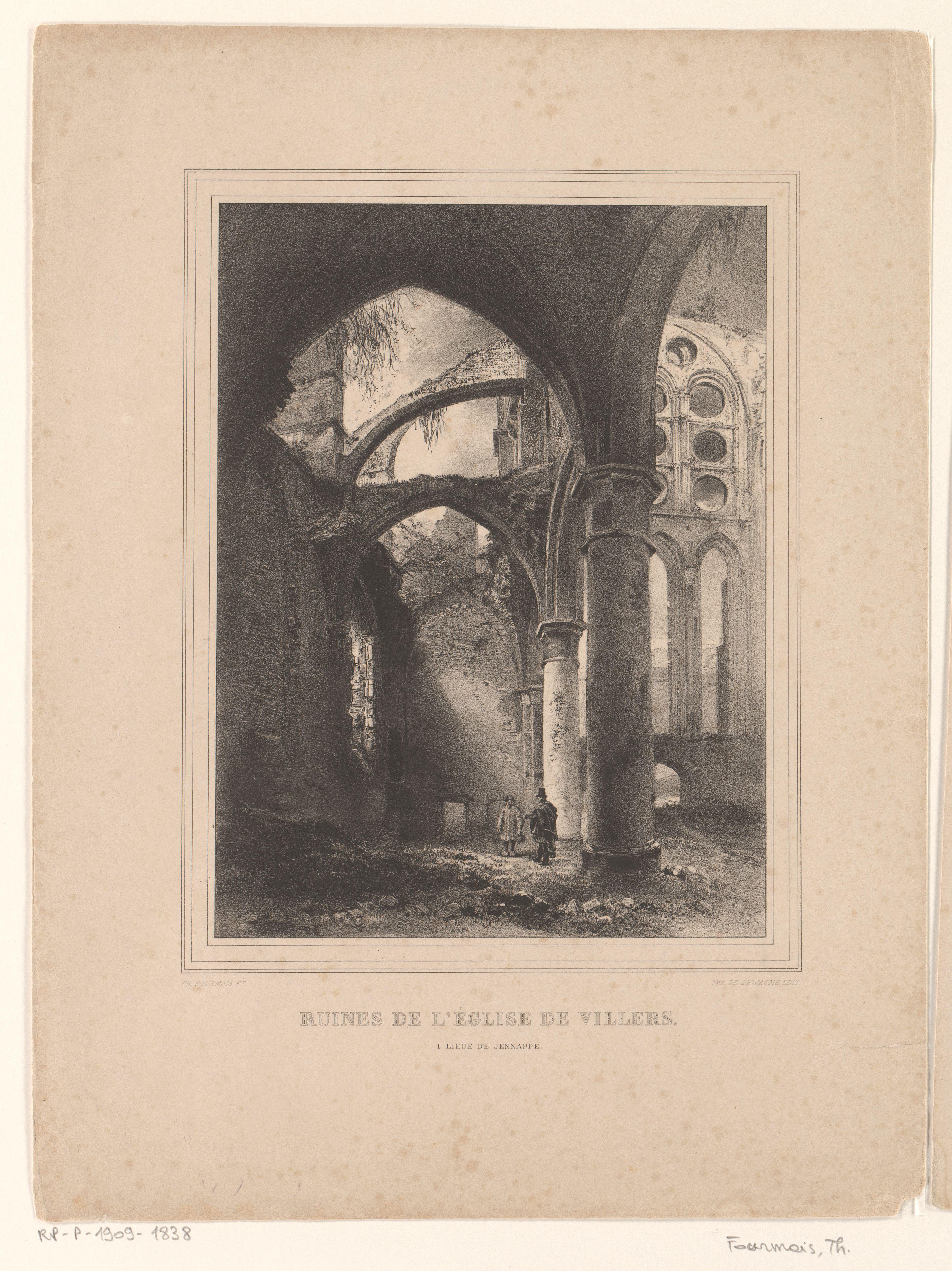 Gezicht op de ruïnes van de kerk te Villers