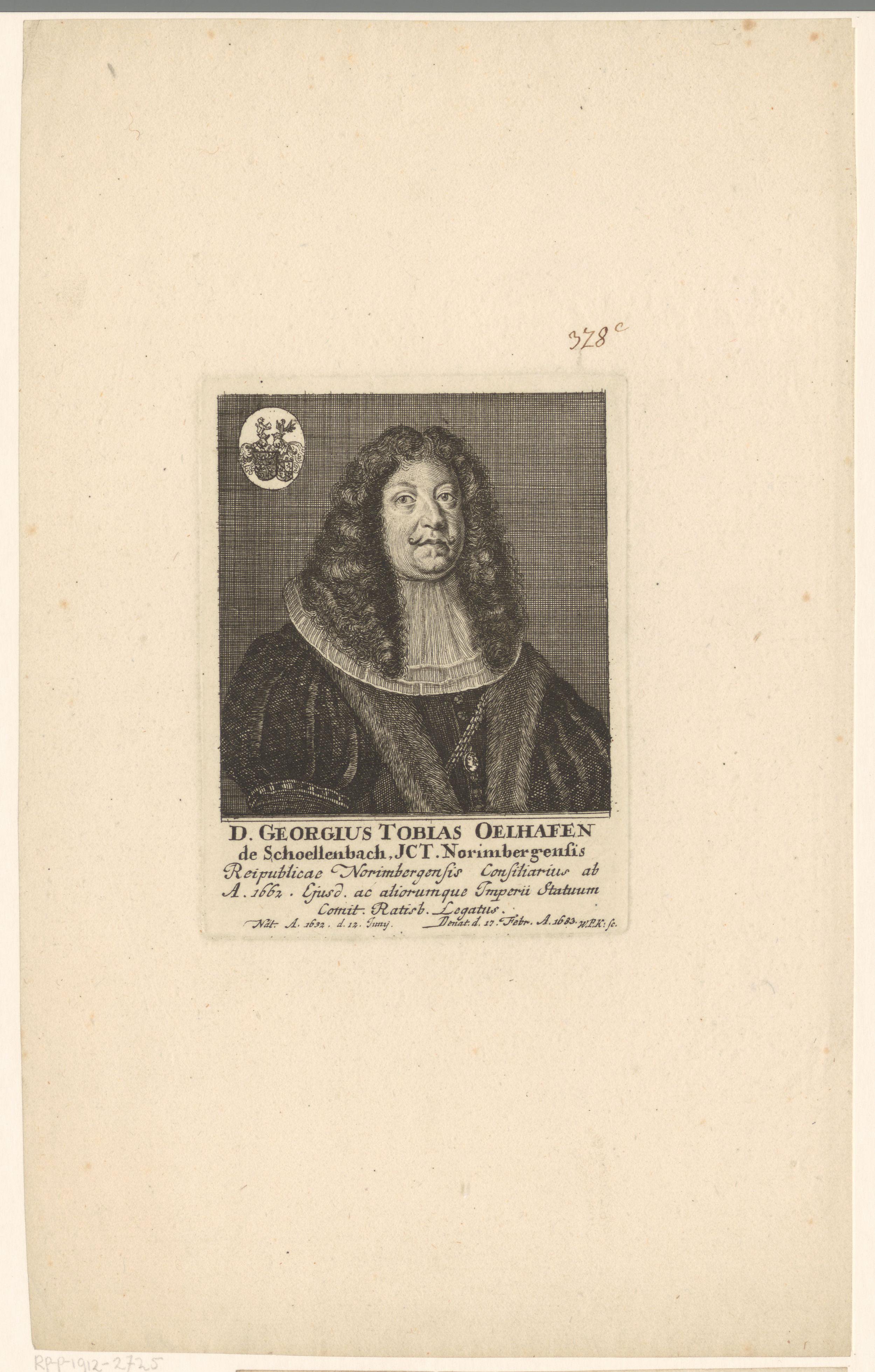 Portret van Georg Tobias Oelhafen von Schöllenbach