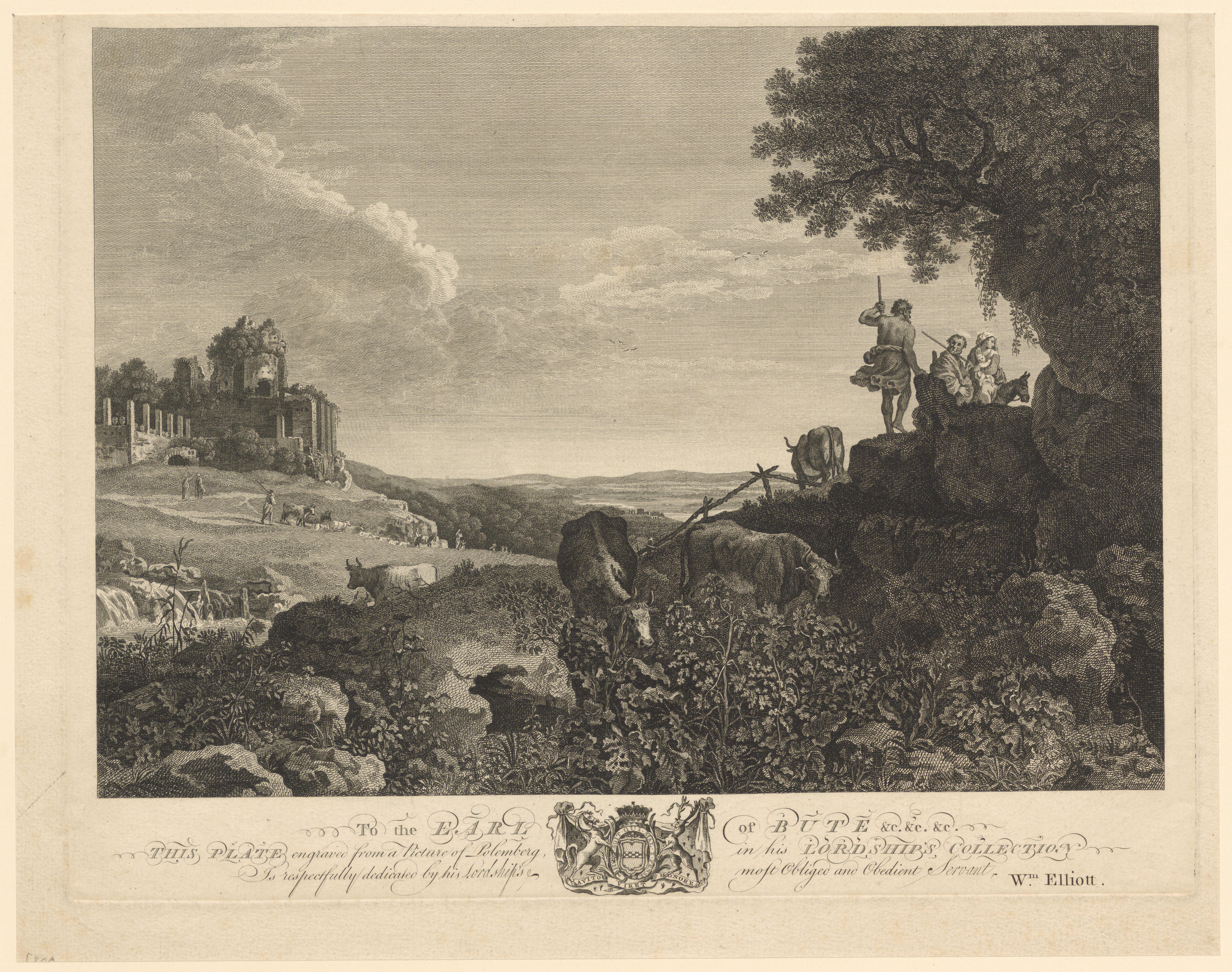 Landschap met de heilige familie op hun vlucht naar Egypte