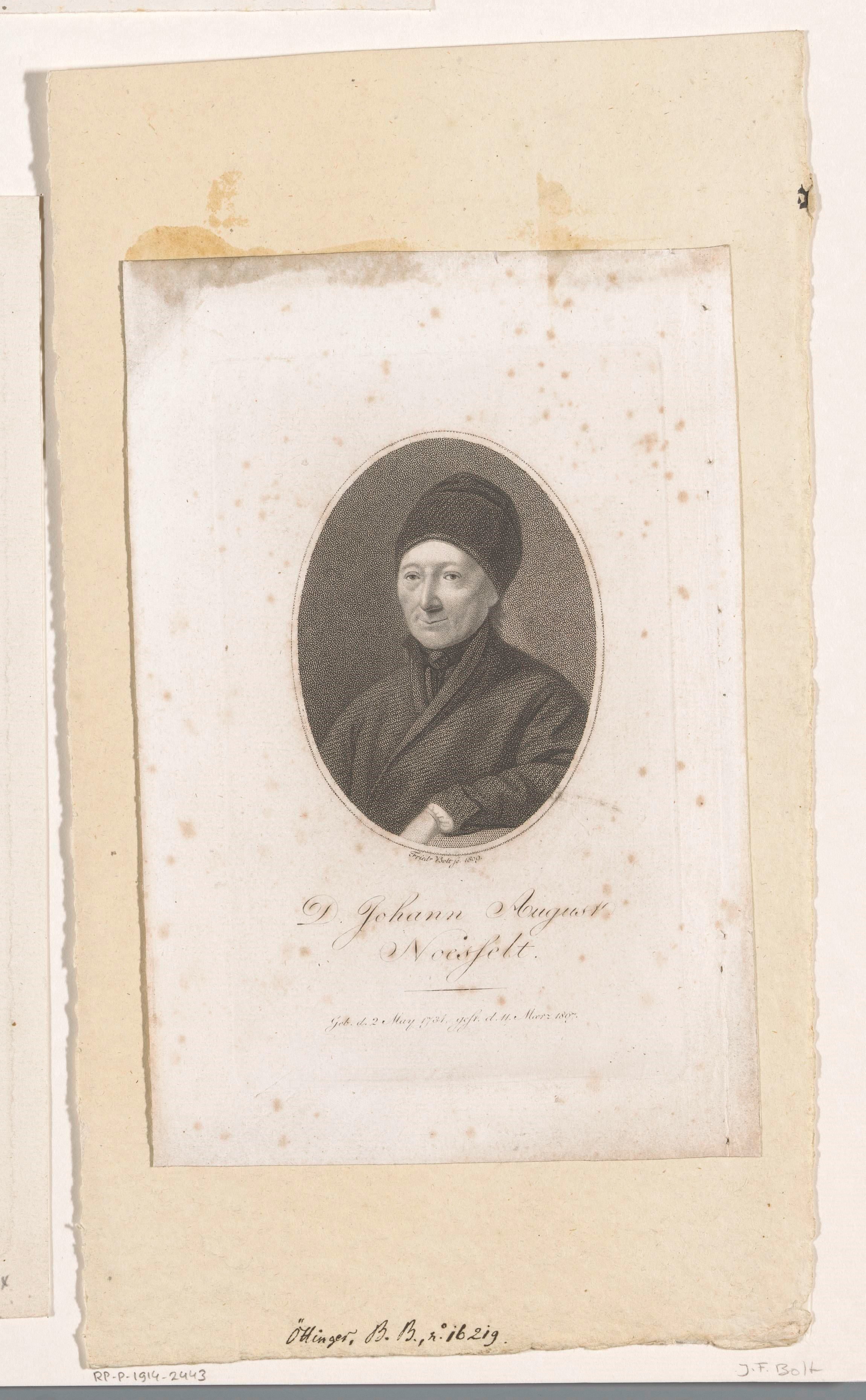 Portret van Johan August Noesselt