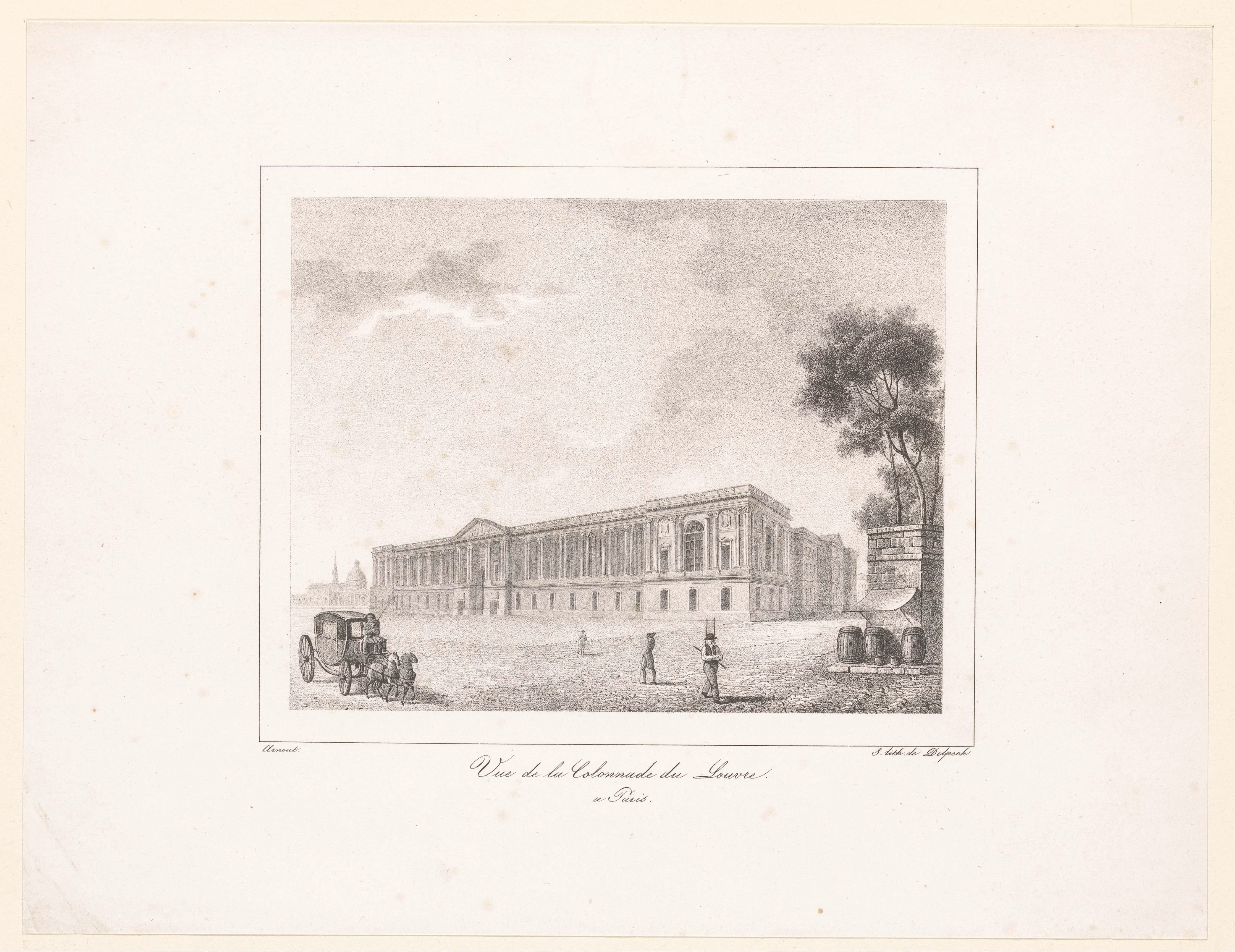 Zicht op de colonnade van het Palais du Louvre in Parijs