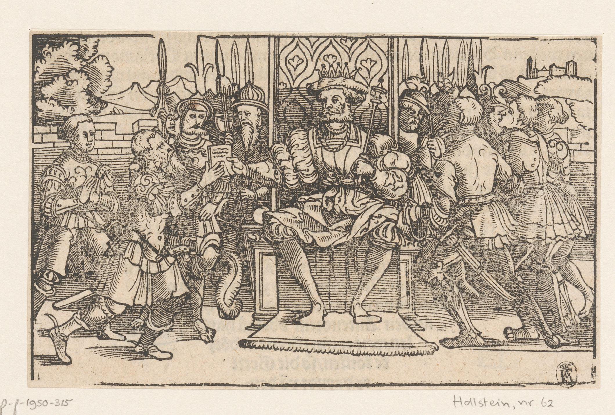 Pausanias zittend op zijn troon ontvangt een brief
