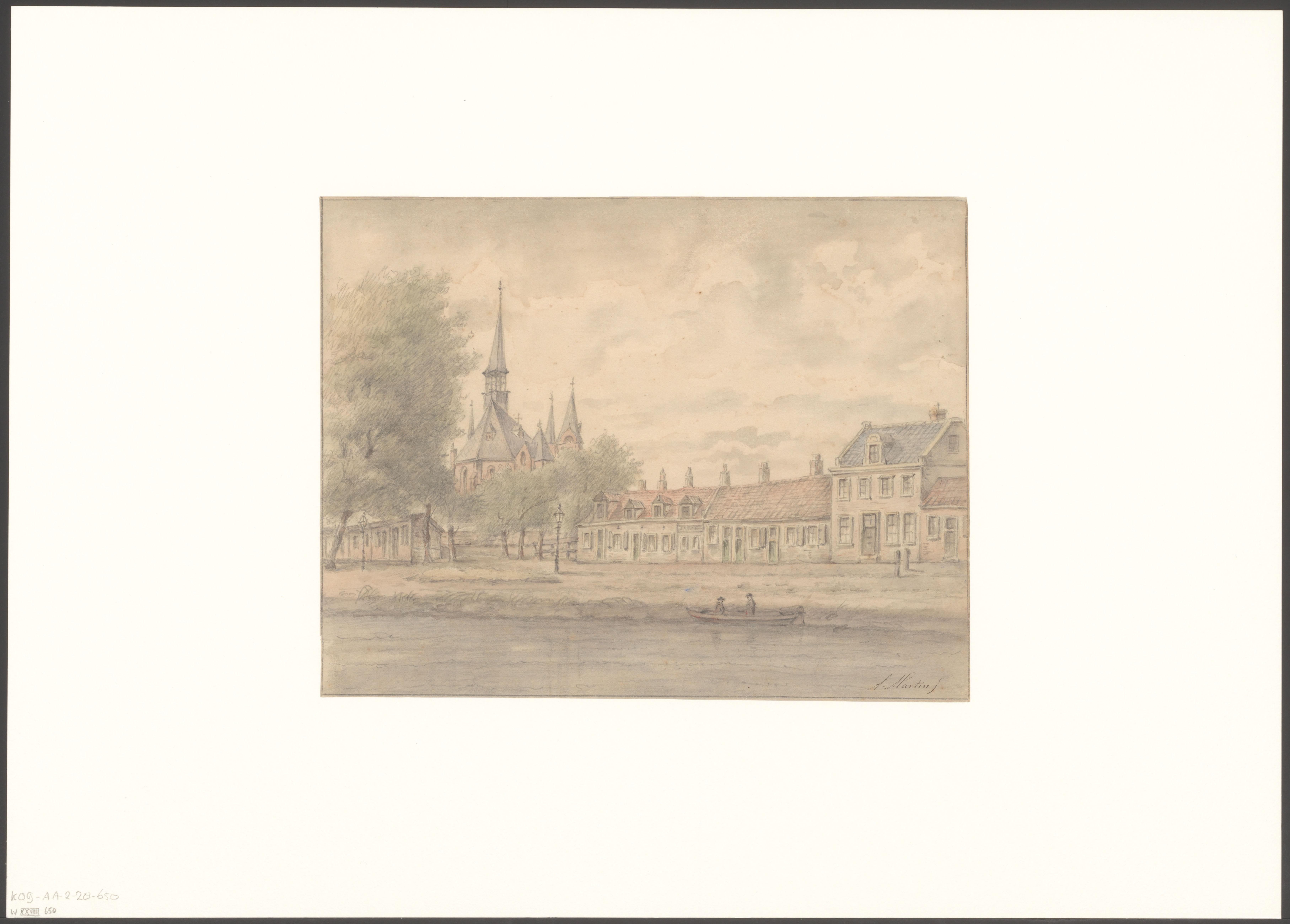 Gezicht op kerk De Liefde aan het Lange Blekerspad vanaf het Singel