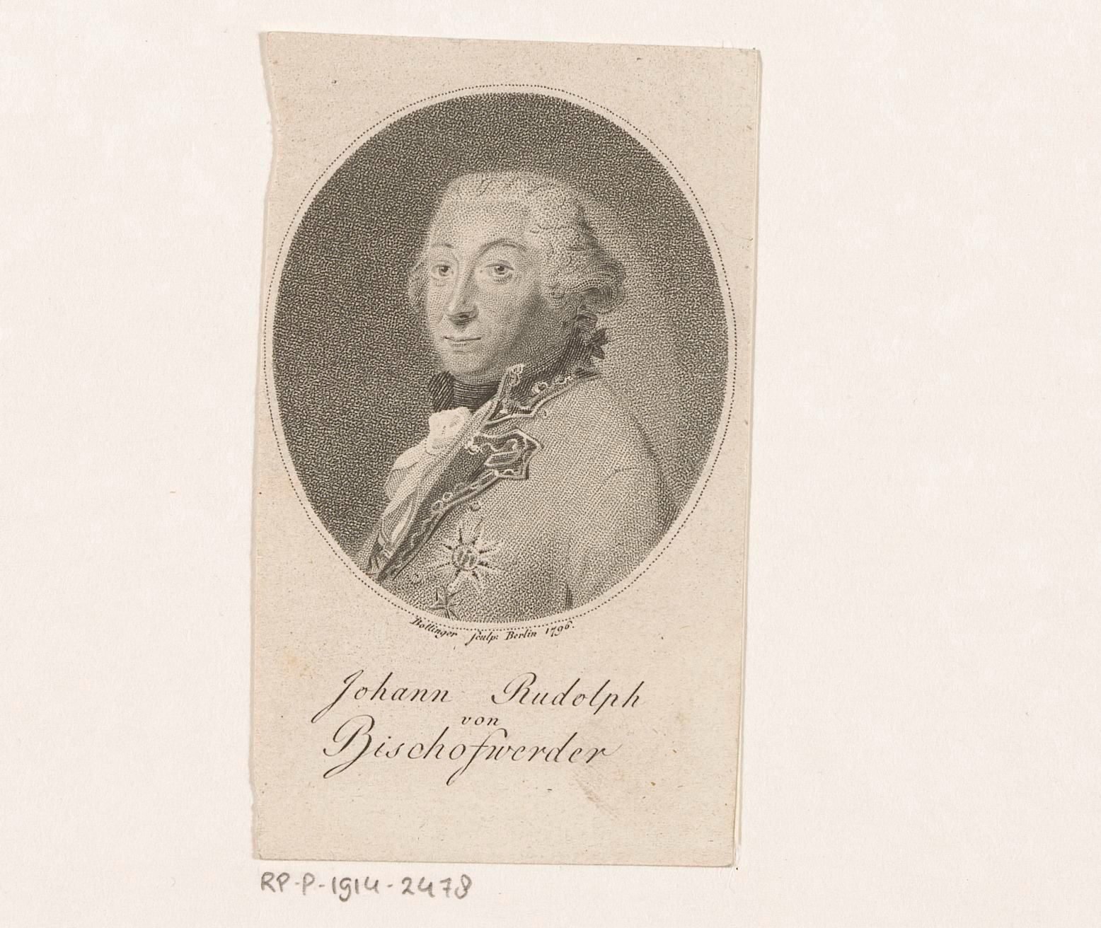 Portret van Hans Rudolf von Bischoffwerder