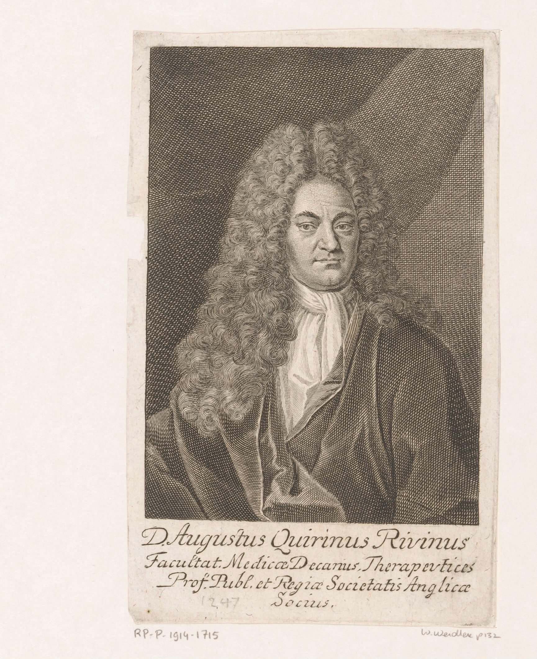 Portret van August Quirinus Rivinus
