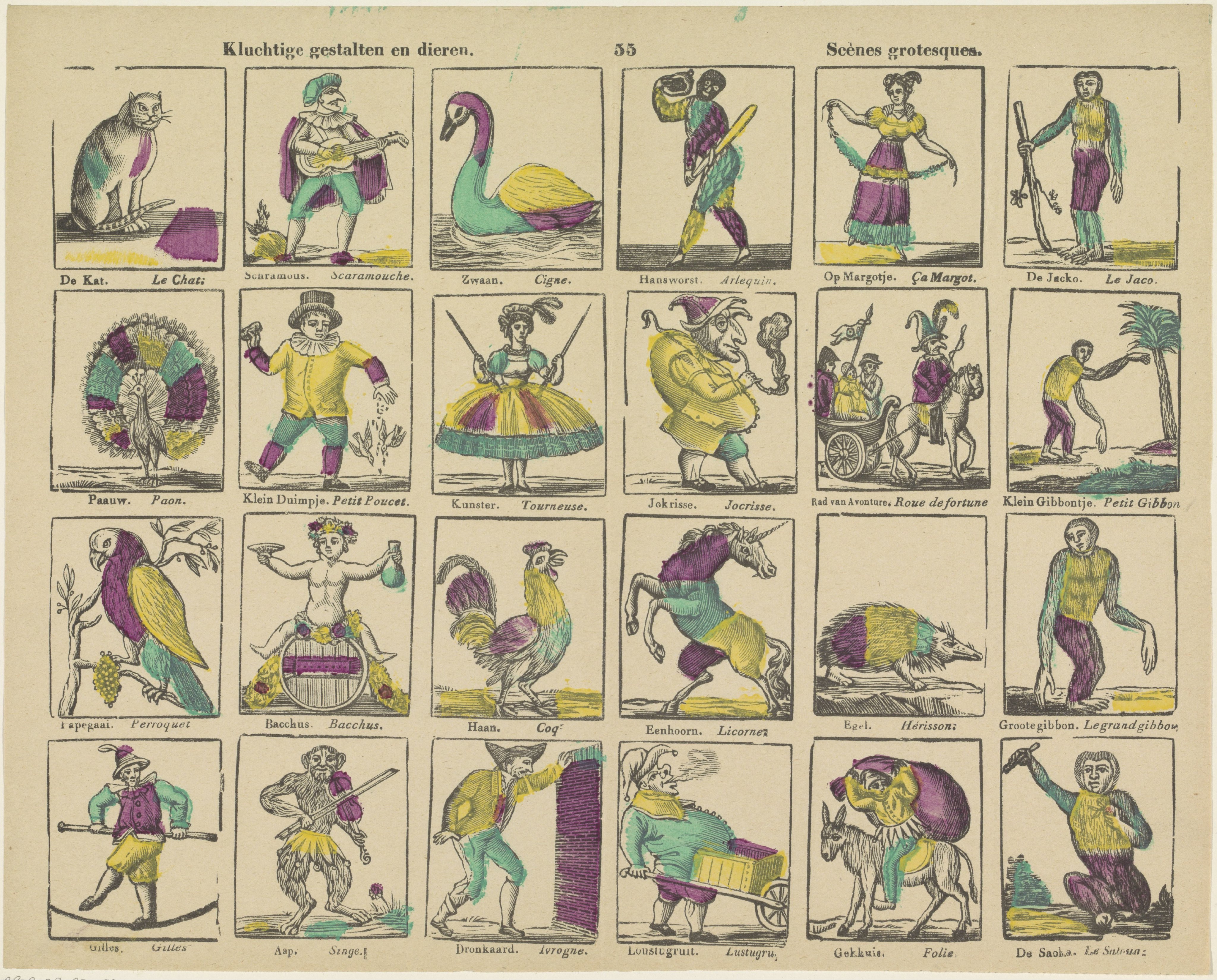 Kluchtige gestalten en dieren / Scènes grotesques