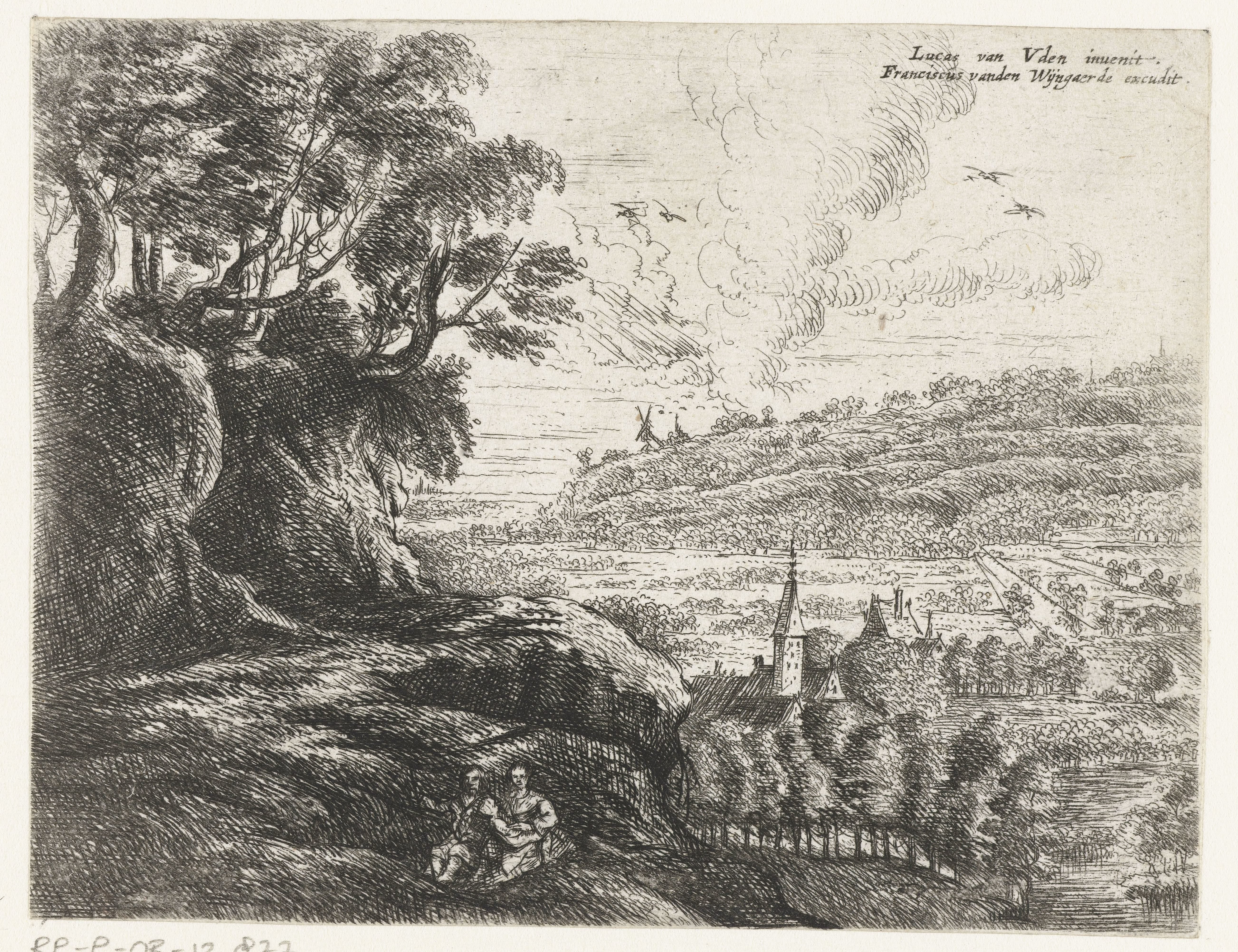 Landschap met een man, vrouw en kind
