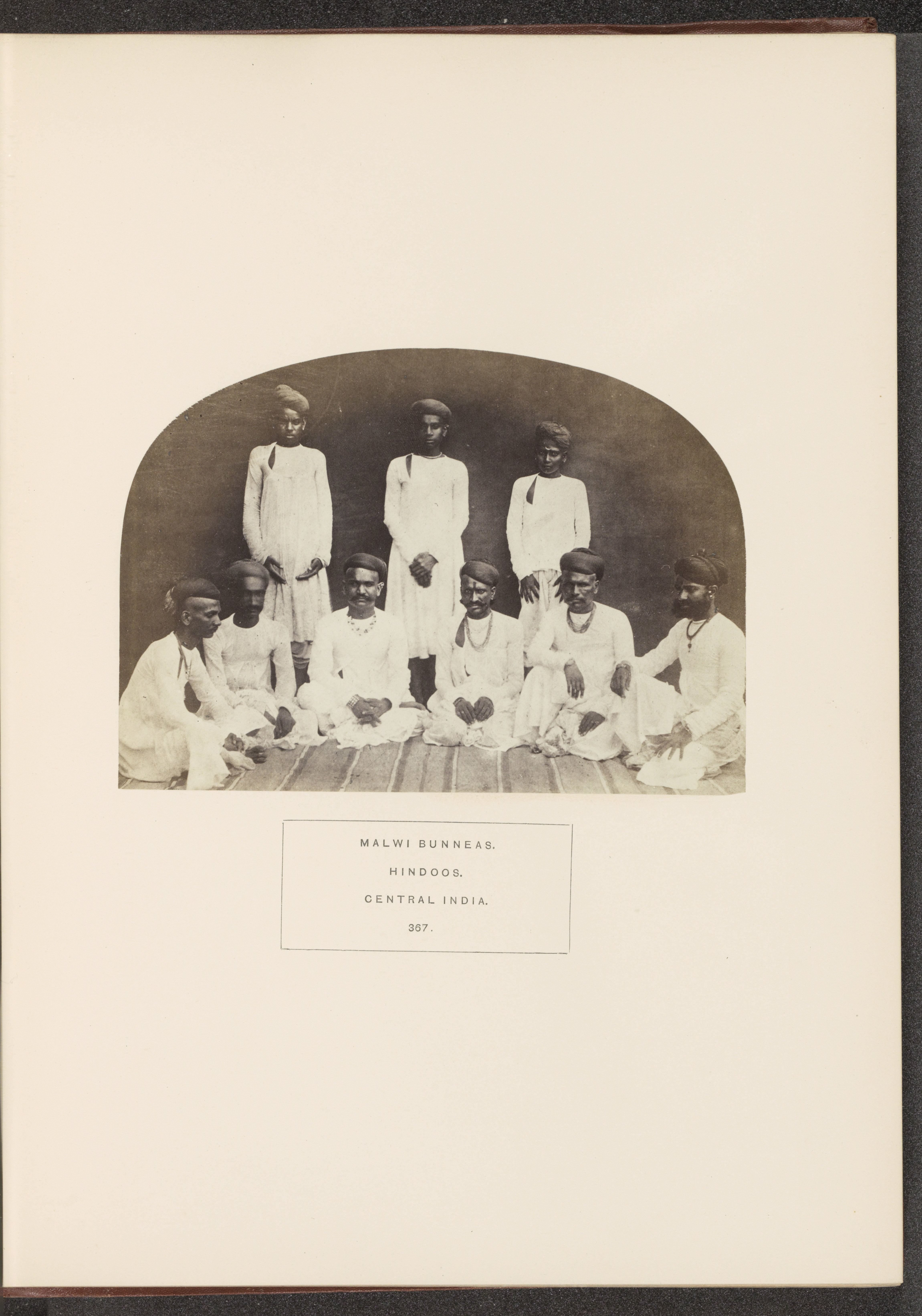 Portrait of nine unknown men from Marwar, Rajasthan, who came to central India