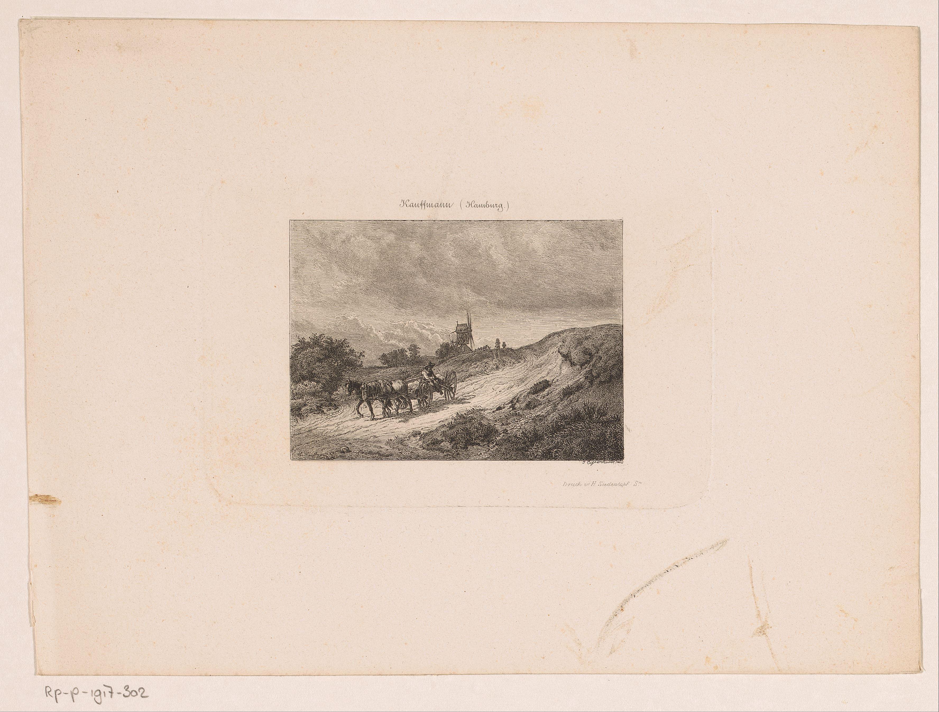 Landschap met boerenkar en molen