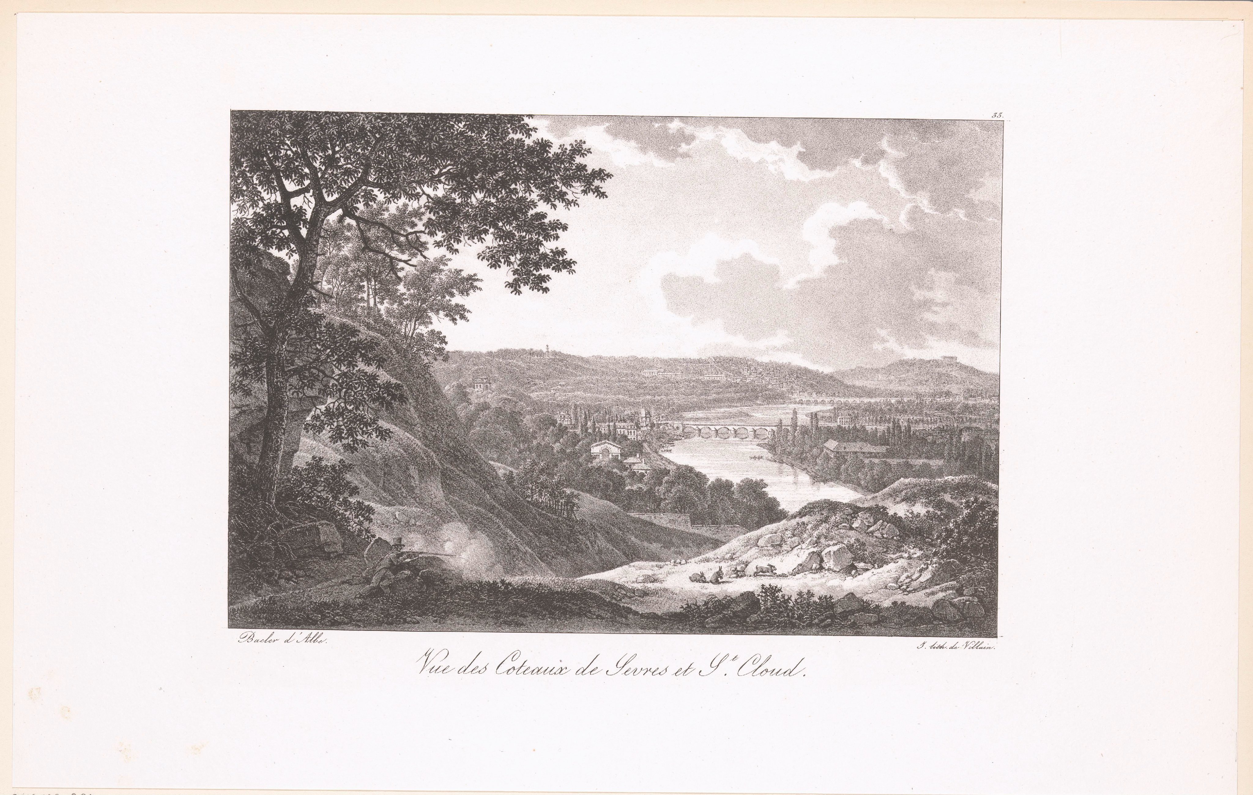 Zicht op de heuvels van Sèvres, de Seine en Saint-Cloud