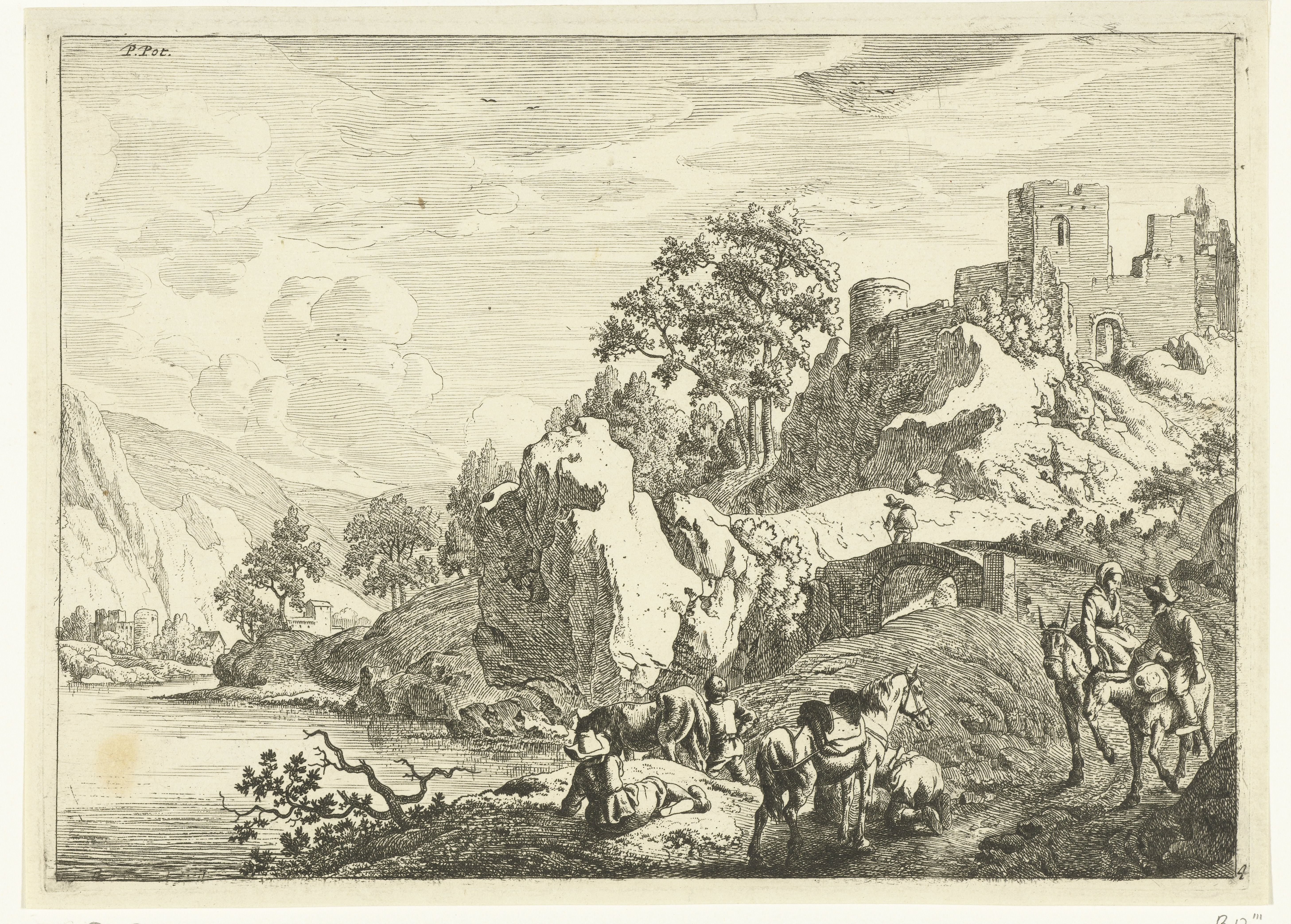 Landschap met reizigers