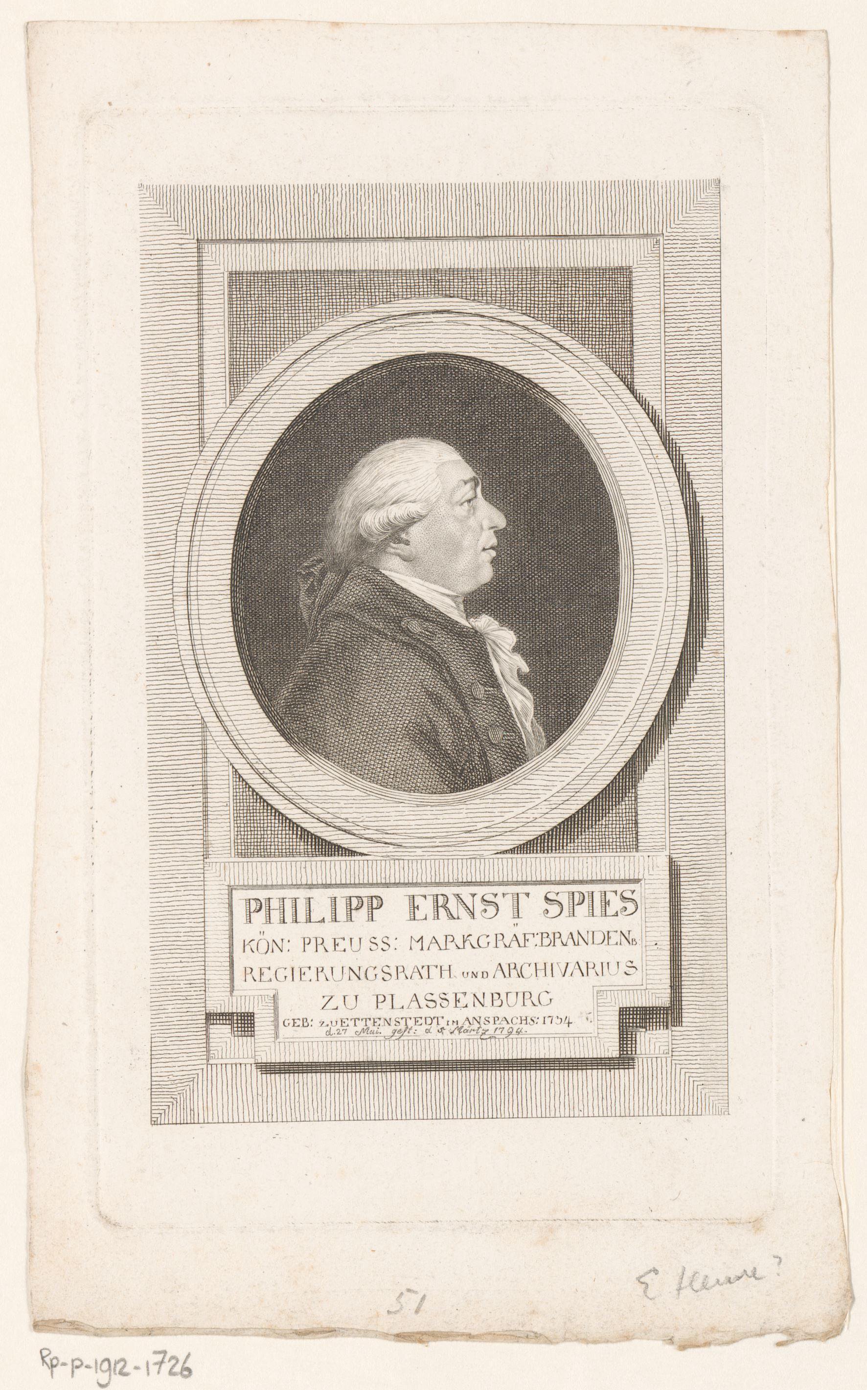 Portret van Philipp Ernst Spiess