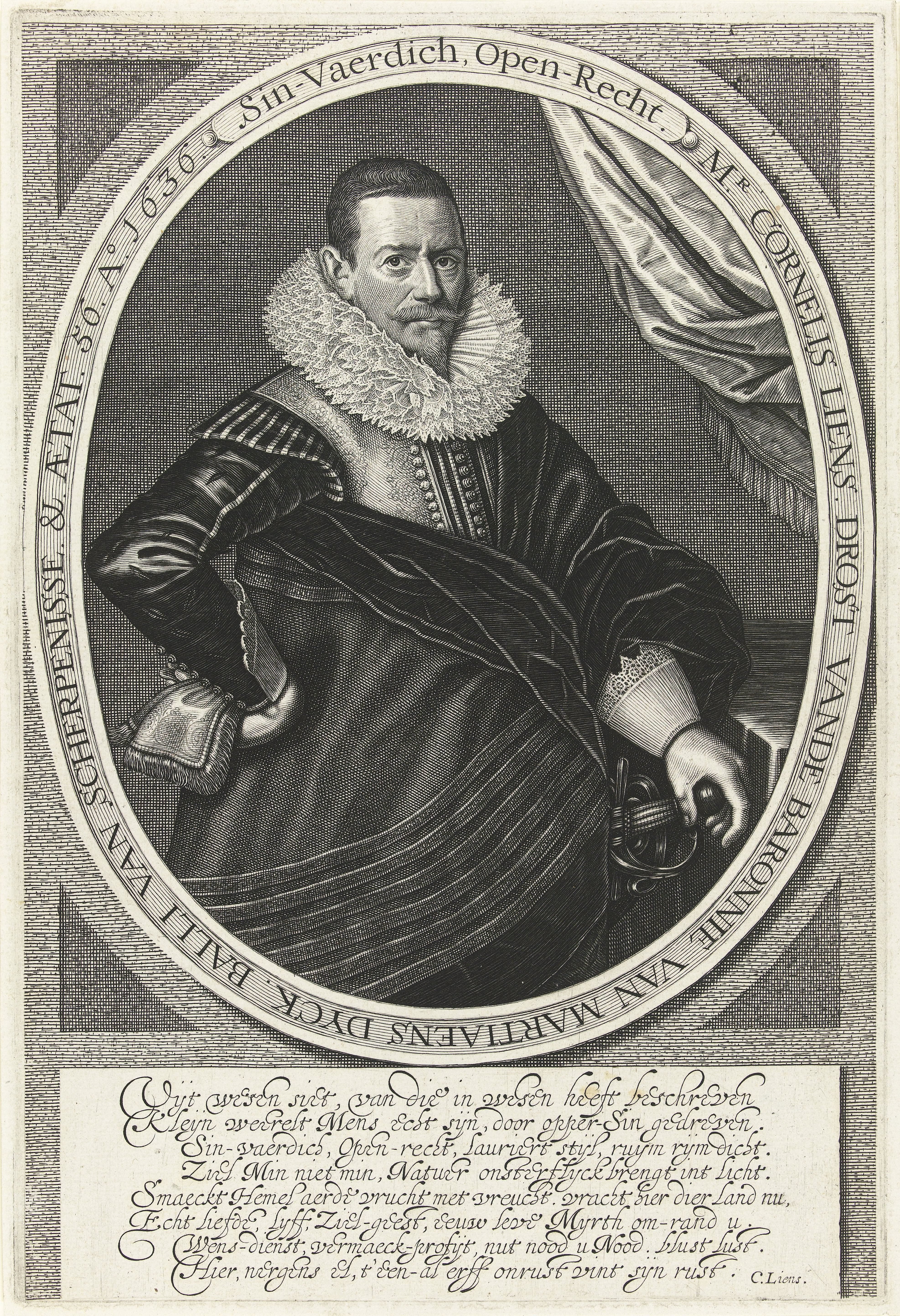 Portret van Cornelis Liens op 56-jarige leeftijd