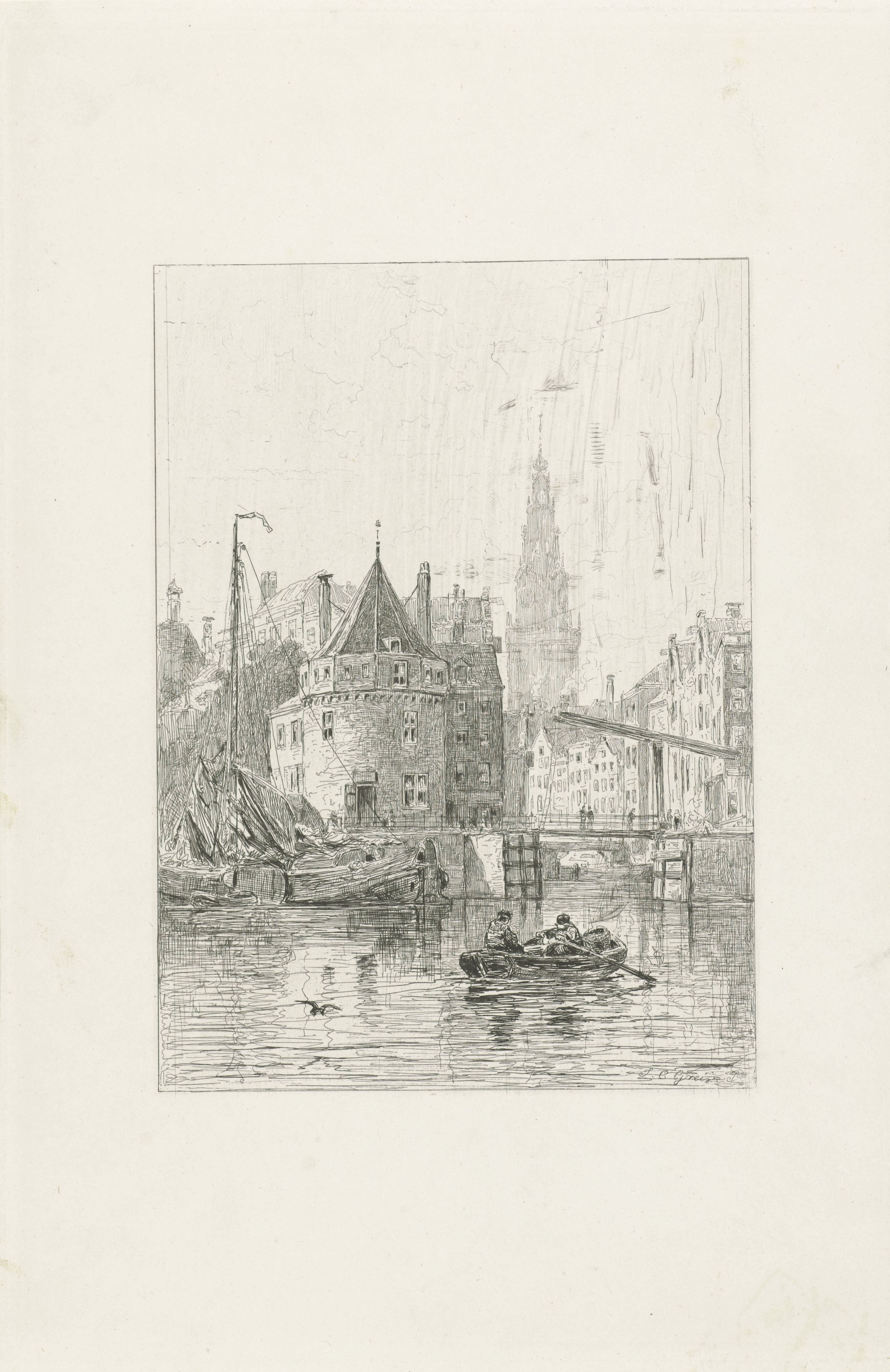 Gezicht op de Schreierstoren te Amsterdam