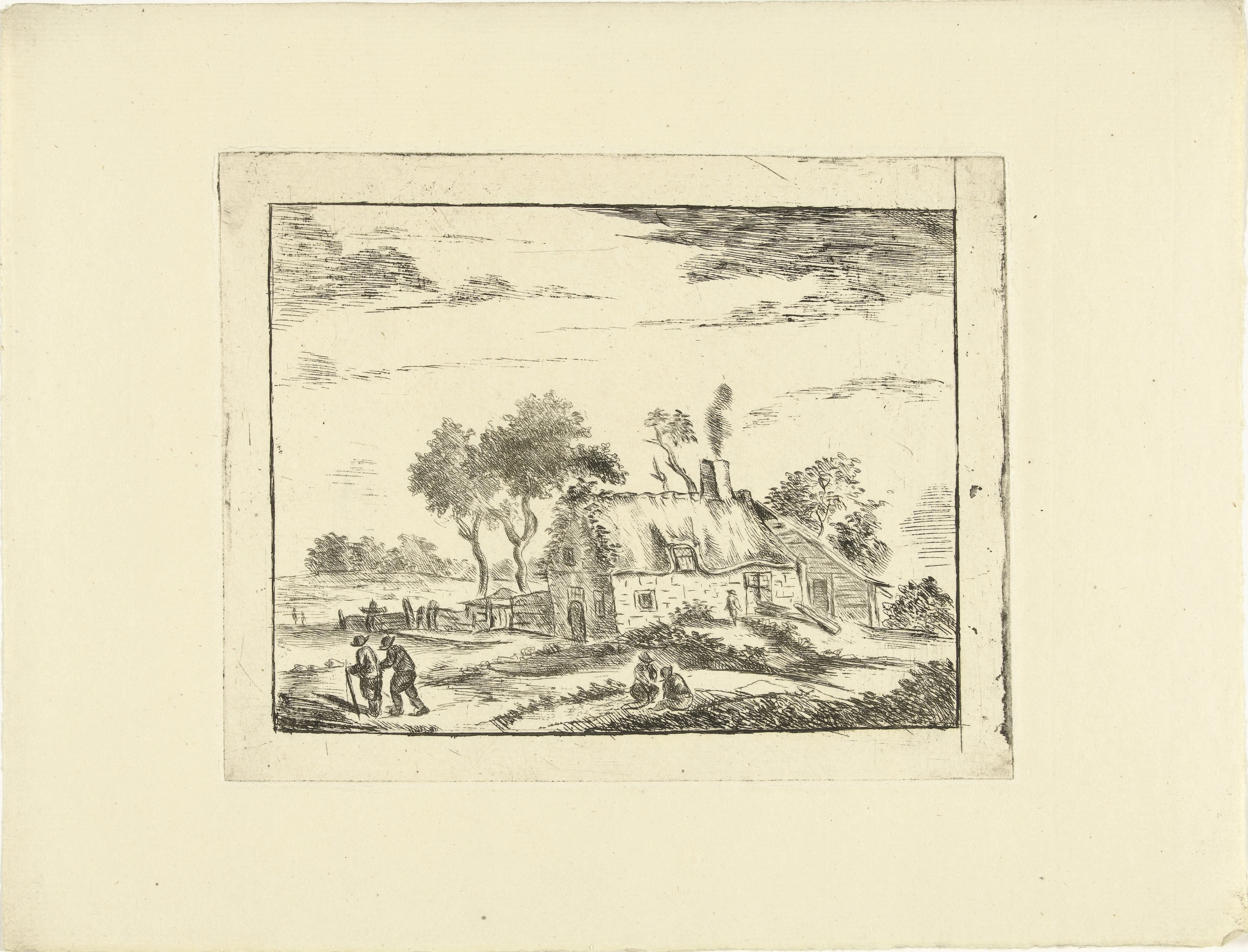 Landschap met herberg en reizigers
