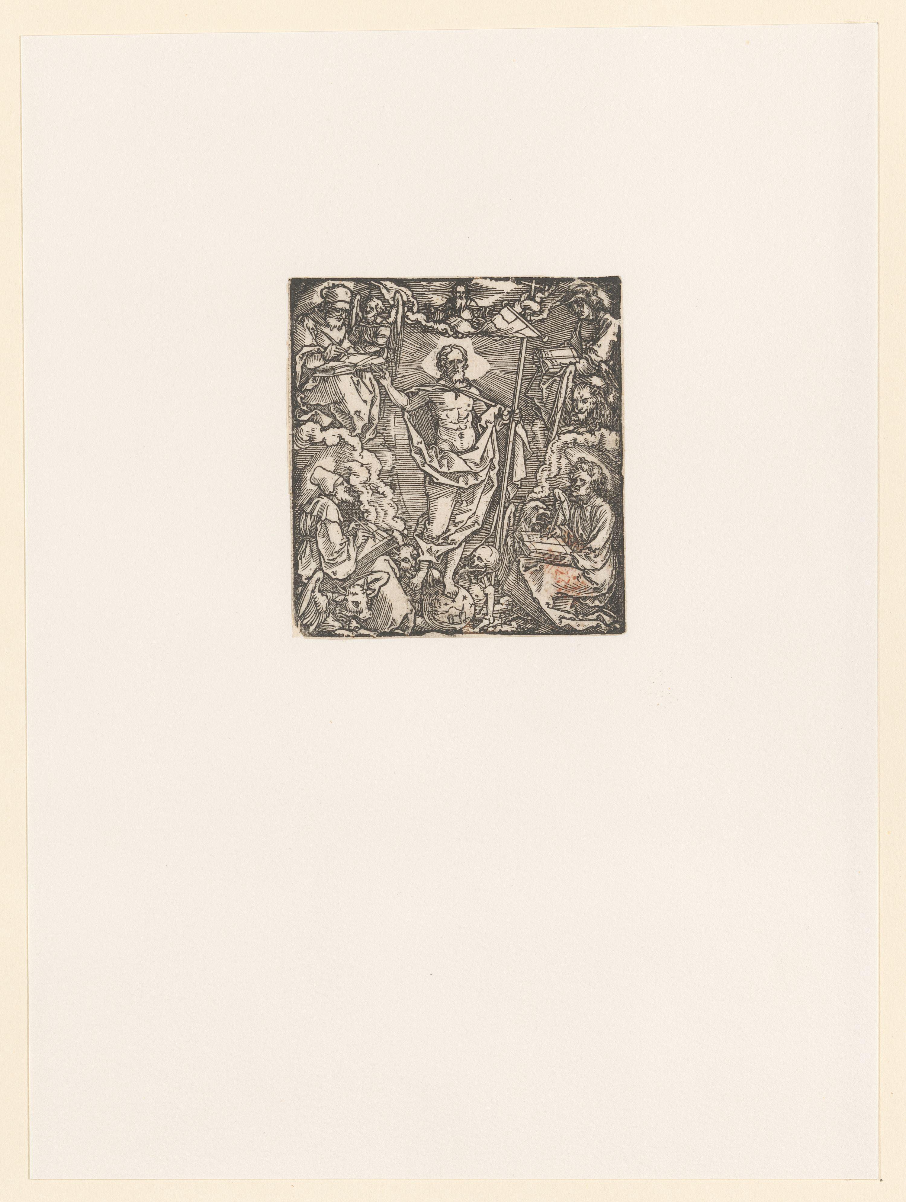 Christus als Salvator Mundi, omringd door de vier evangelisten