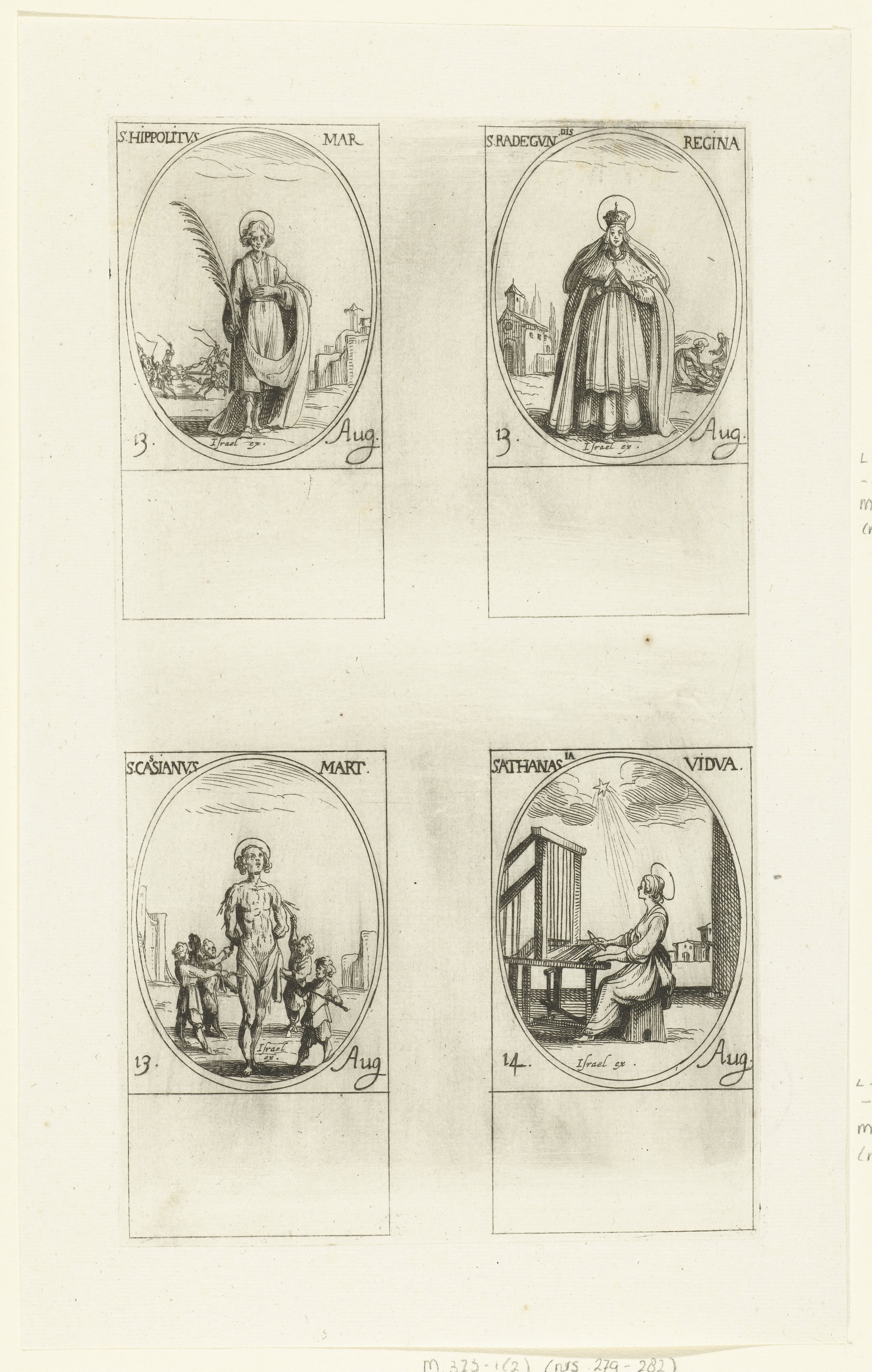Heilige Hippolytus van Rome, Heilige Radegundis van Poitiers, Heilige Cassianus van Imola, Heilige Athanasia van Aegina (13-14 augustus)