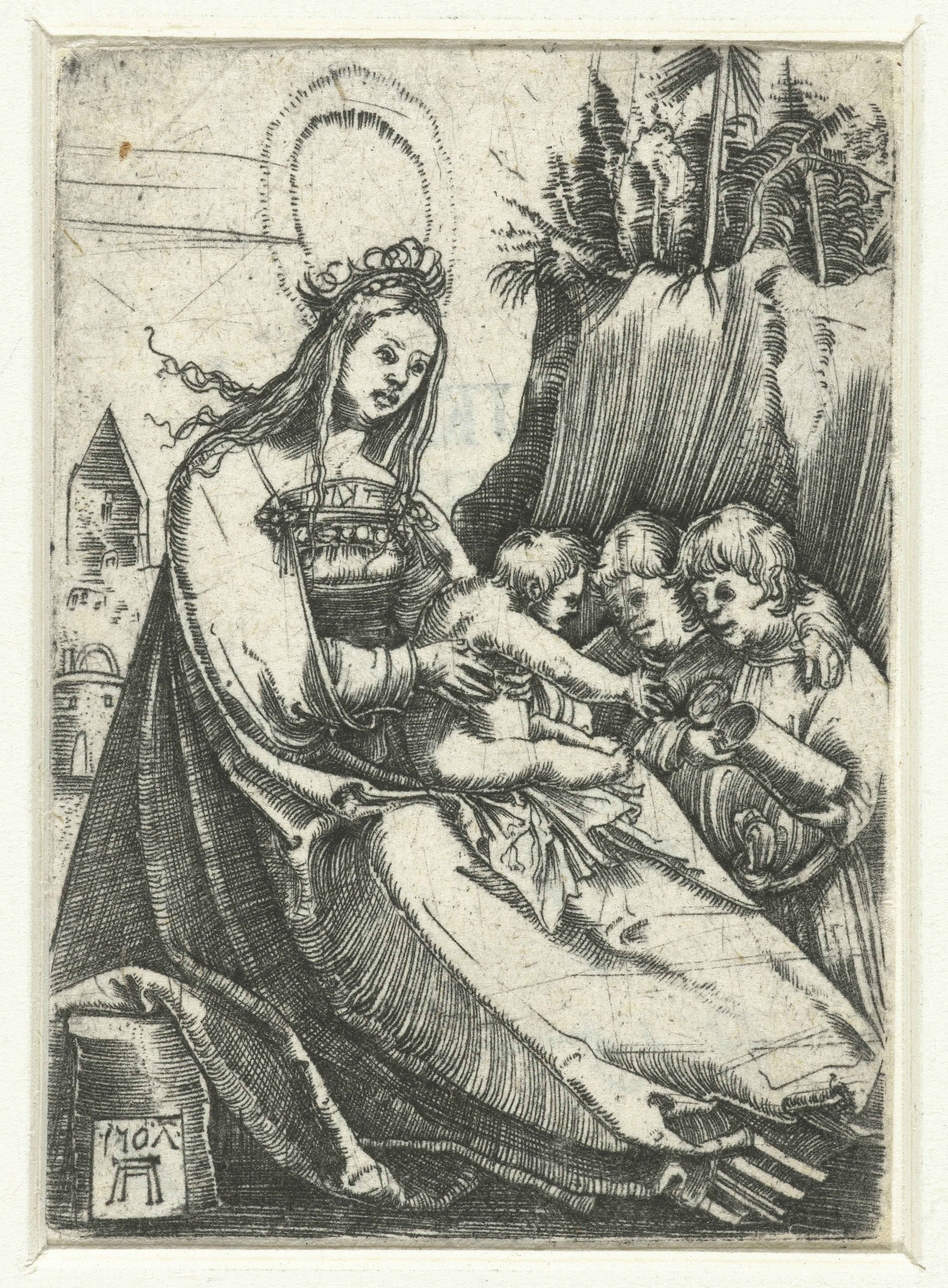Maria met het Christuskind en twee jongetjes