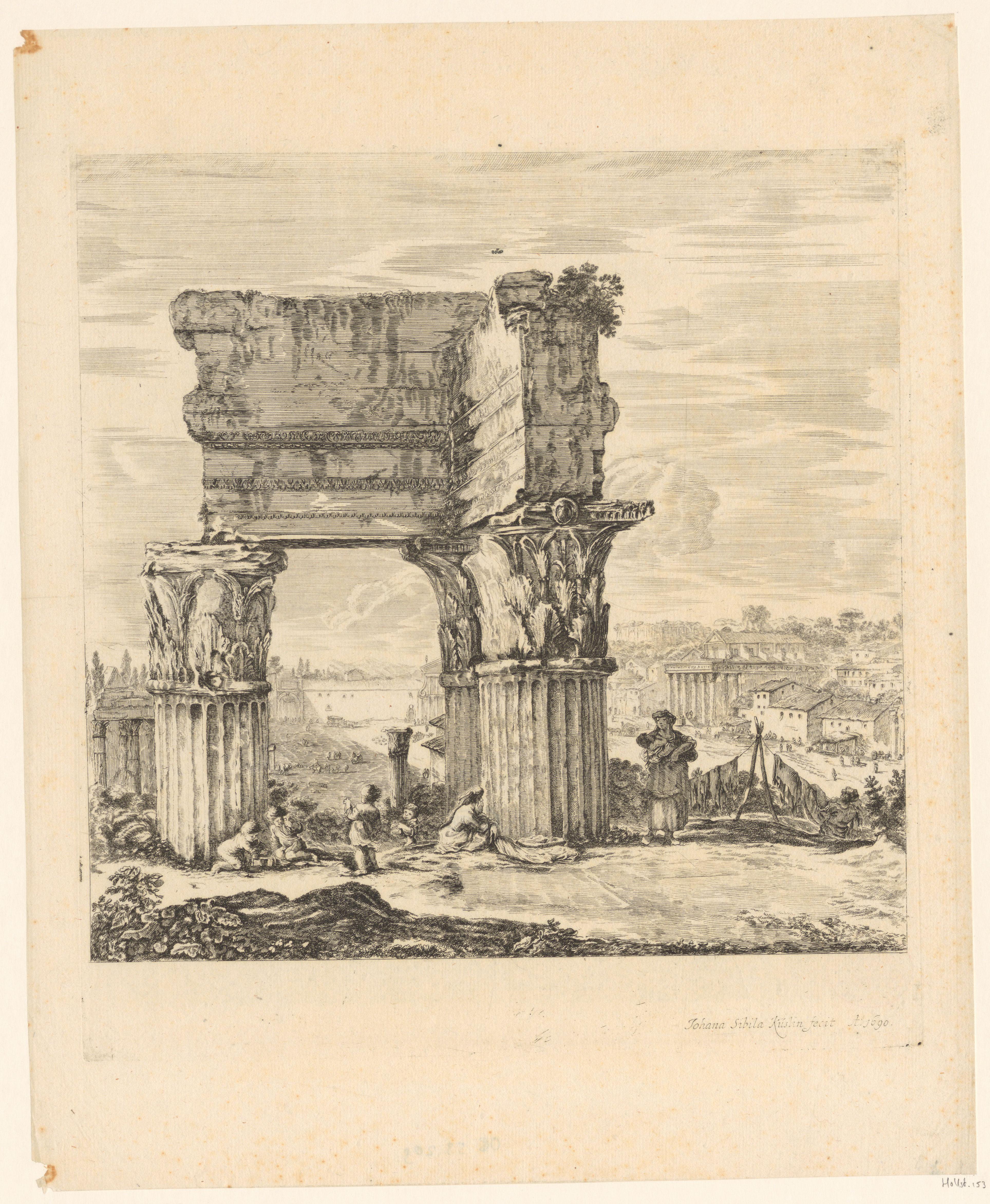 Drie zuilen van de tempel van Vespasianus op het Forum Romanum