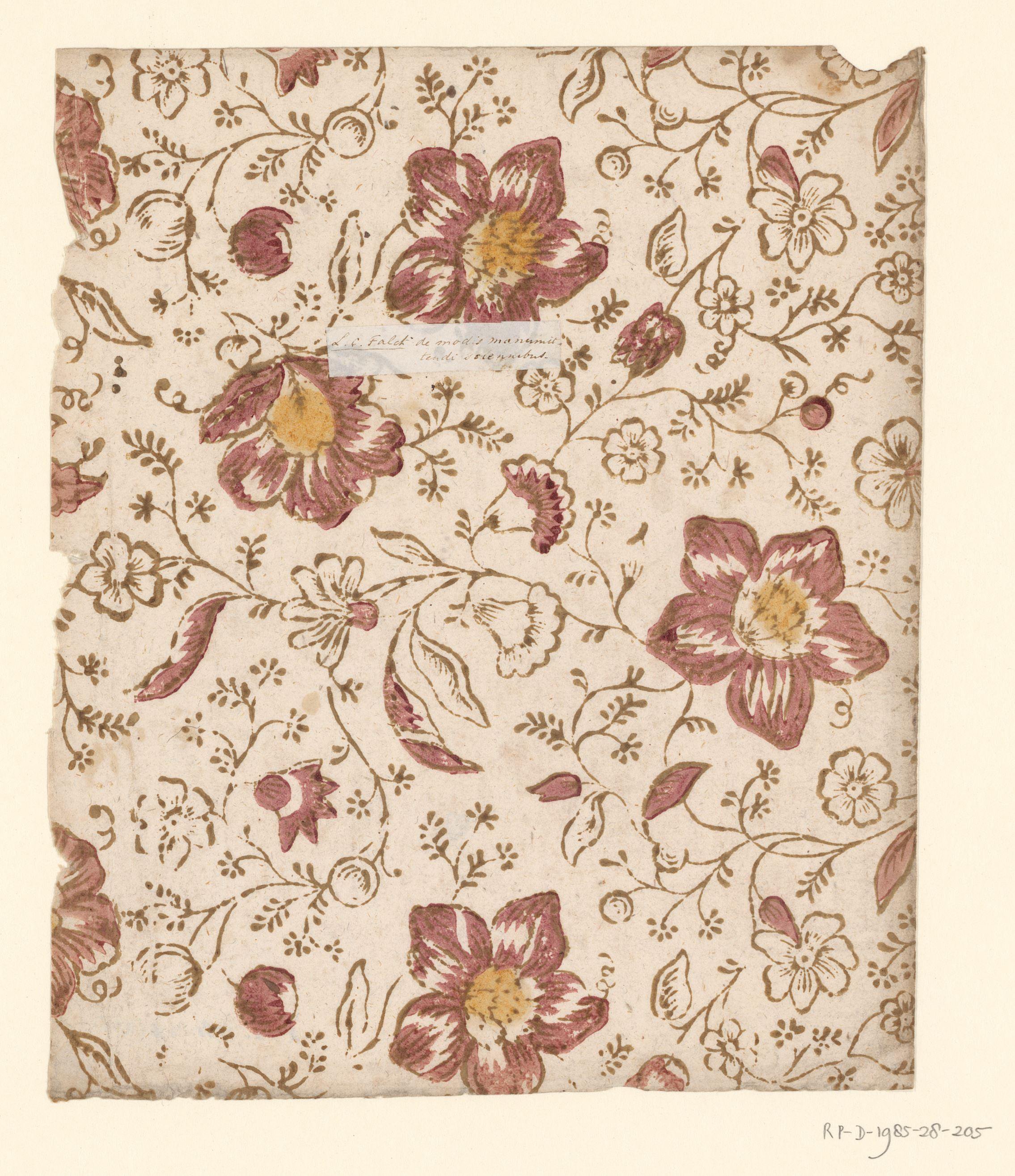 Blad met strooipatroon van bloemen met vruchten