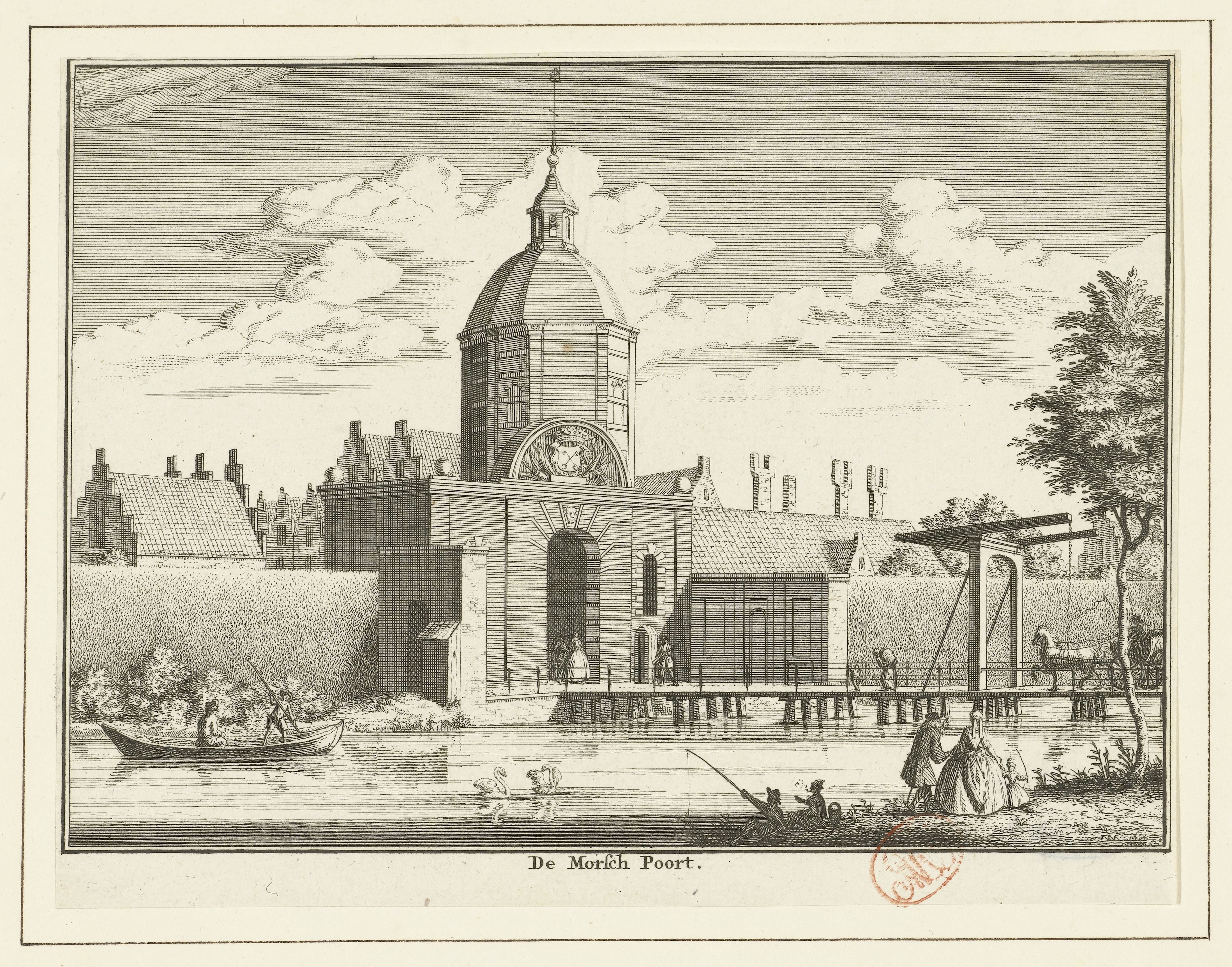 Gezicht op de Morspoort te Leiden