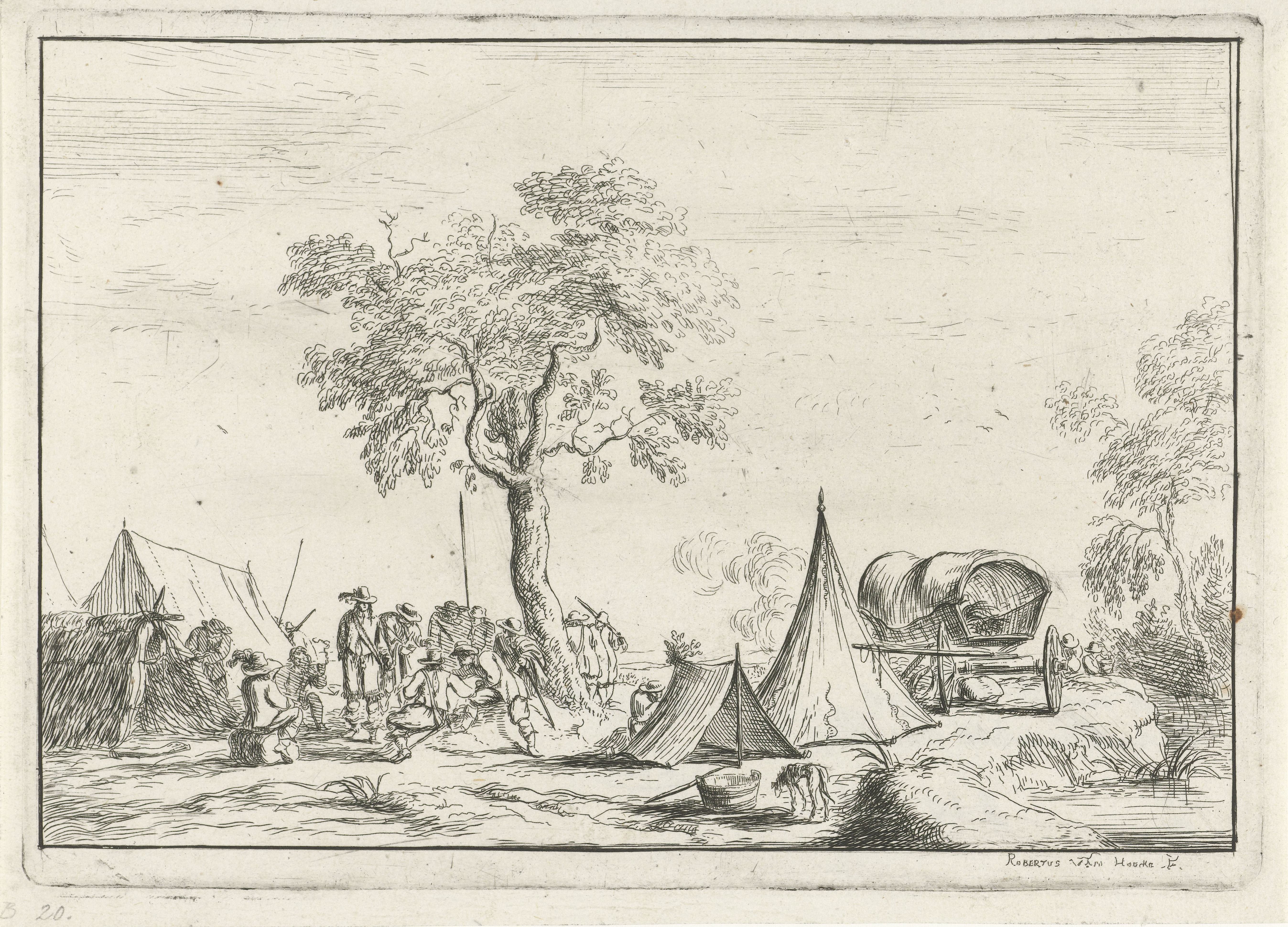 Kampement met een spitse tent