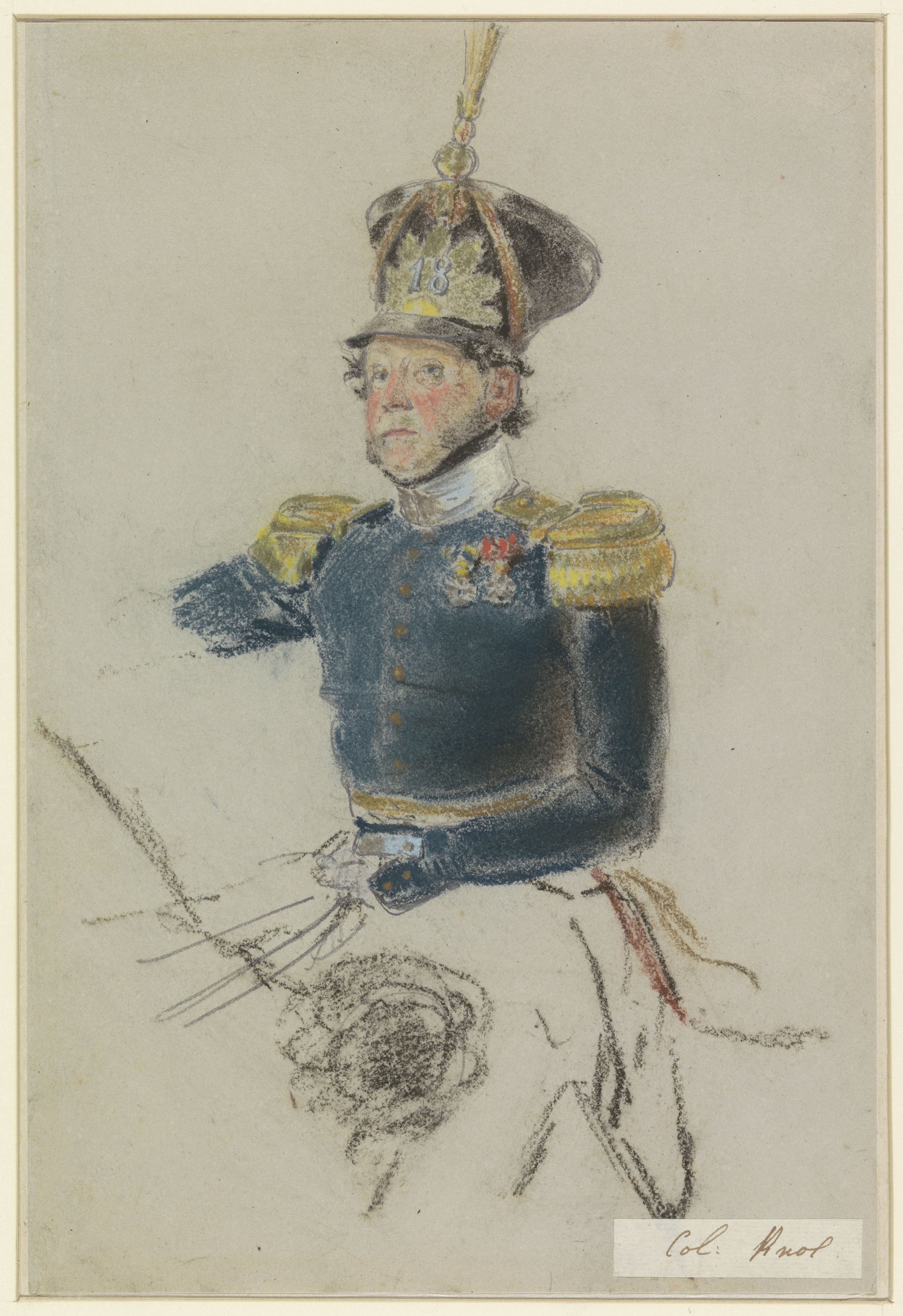 Portret van kolonel Knol, te paard