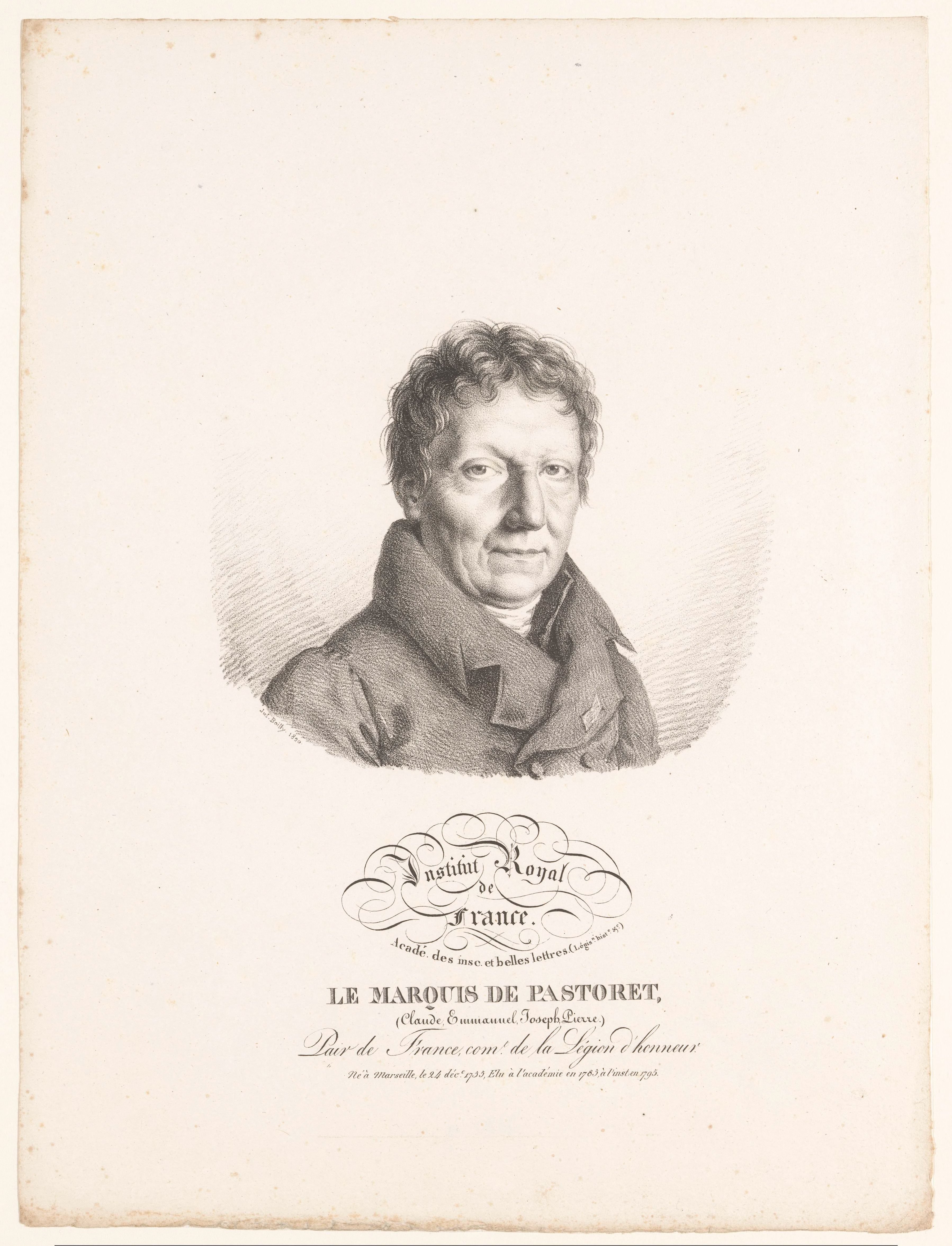 Portret van de letterkundige Claude-Emmanuel de Pastoret