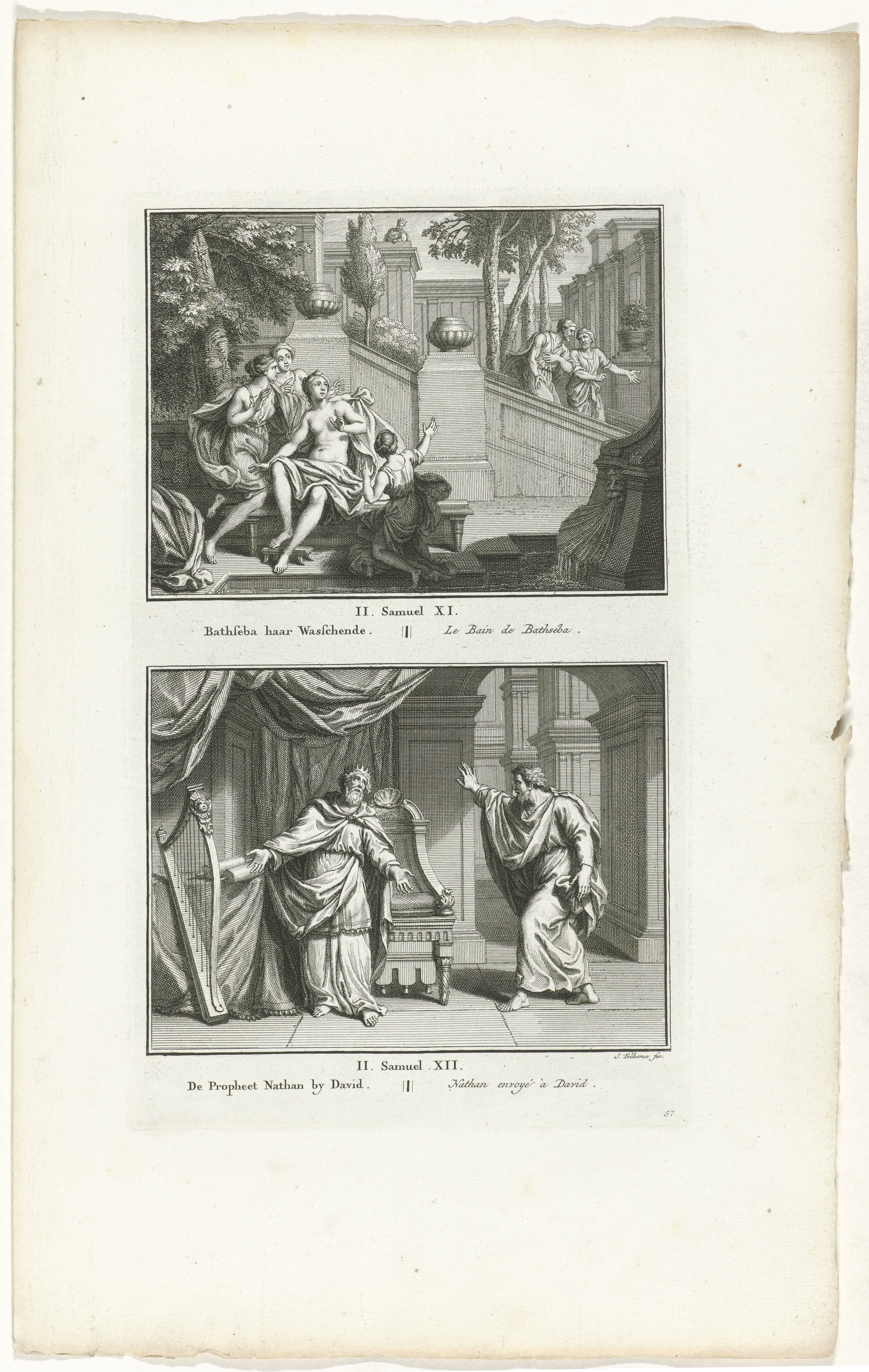 Badende Batseba en de profeet Natan bij David