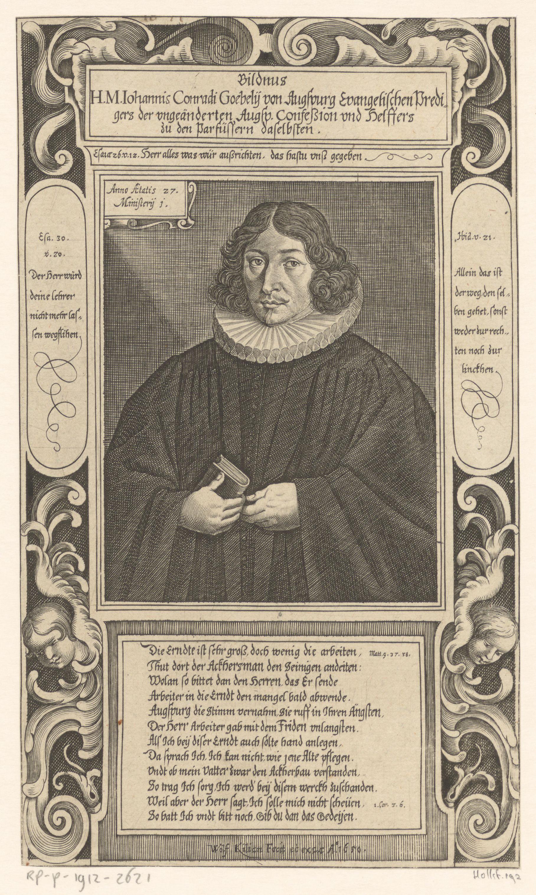 Portret van Johann Conrad Göbel op 27-jarige leeftijd