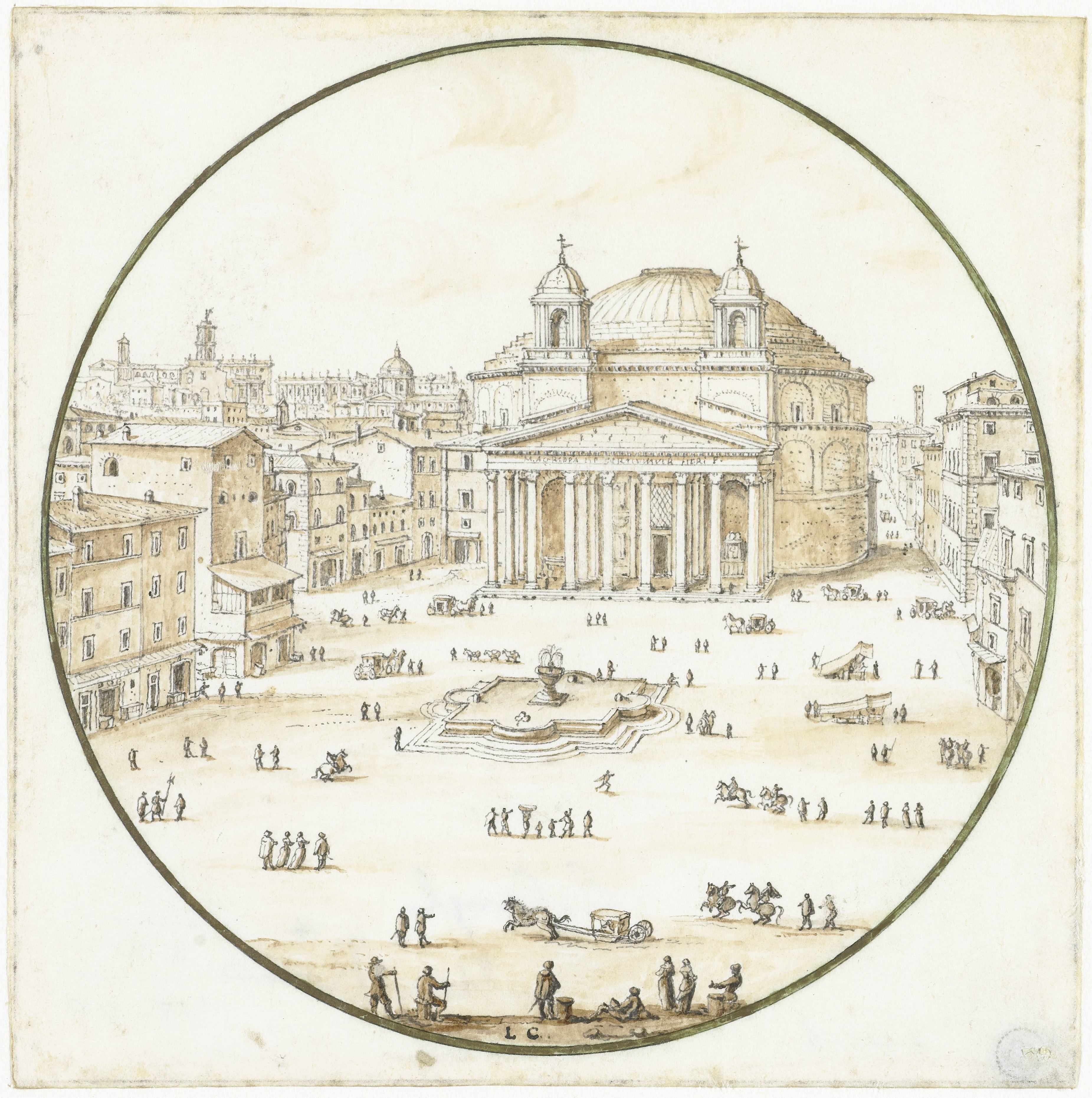 Gezicht op het Pantheon te Rome