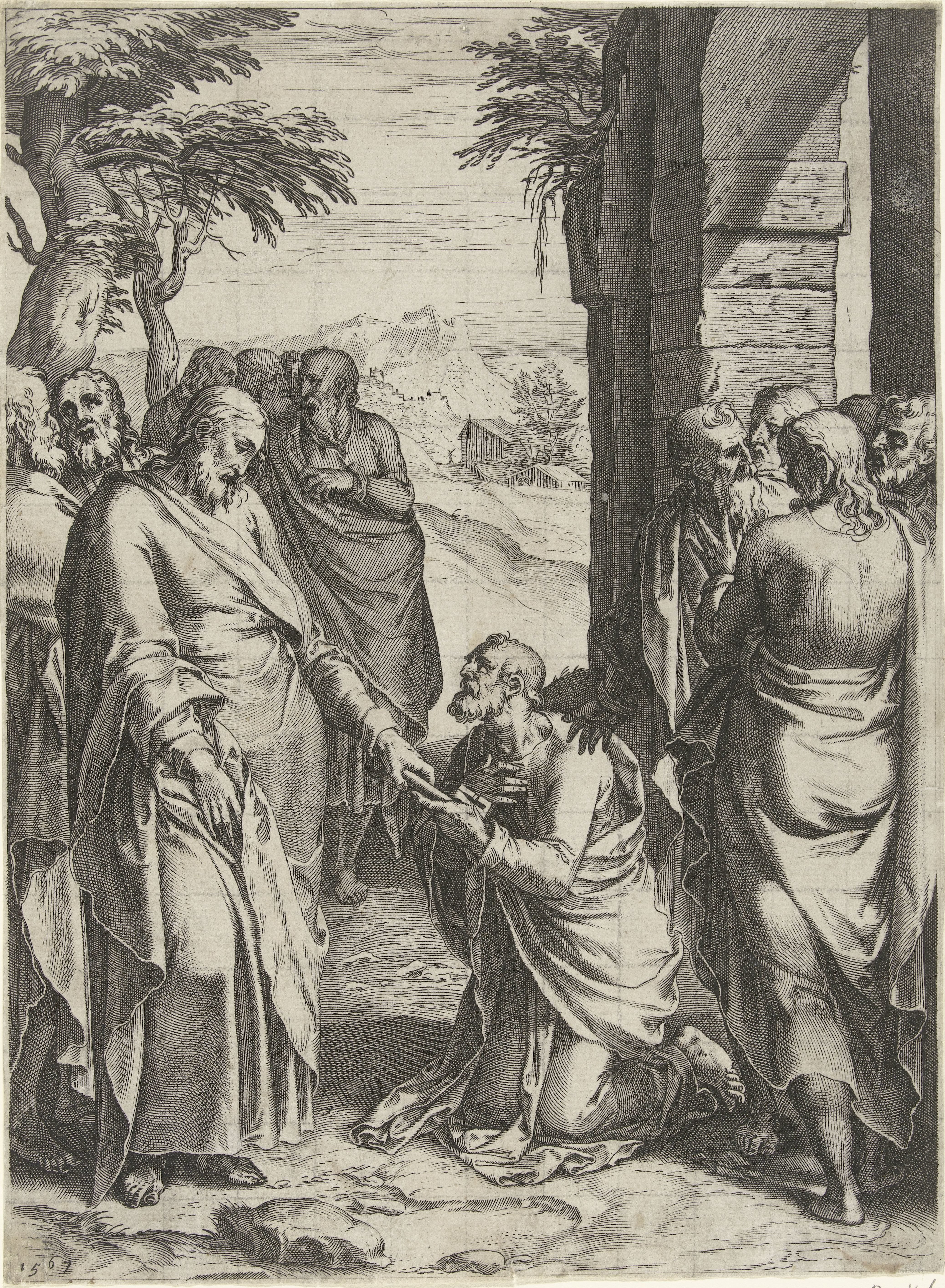 Christus geeft de sleutels van de kerk aan Petrus