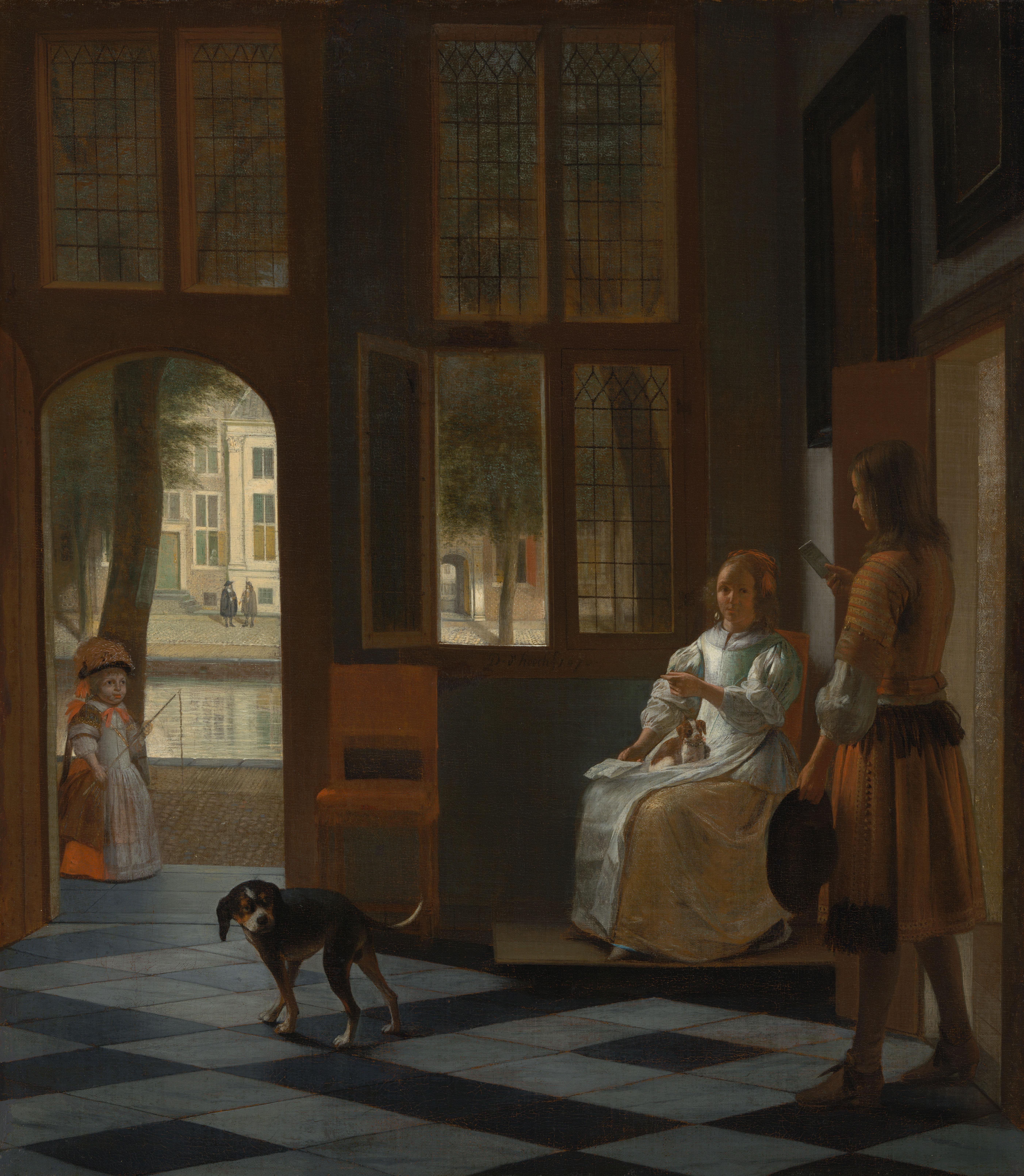 Het aanreiken van een brief in het voorhuis
