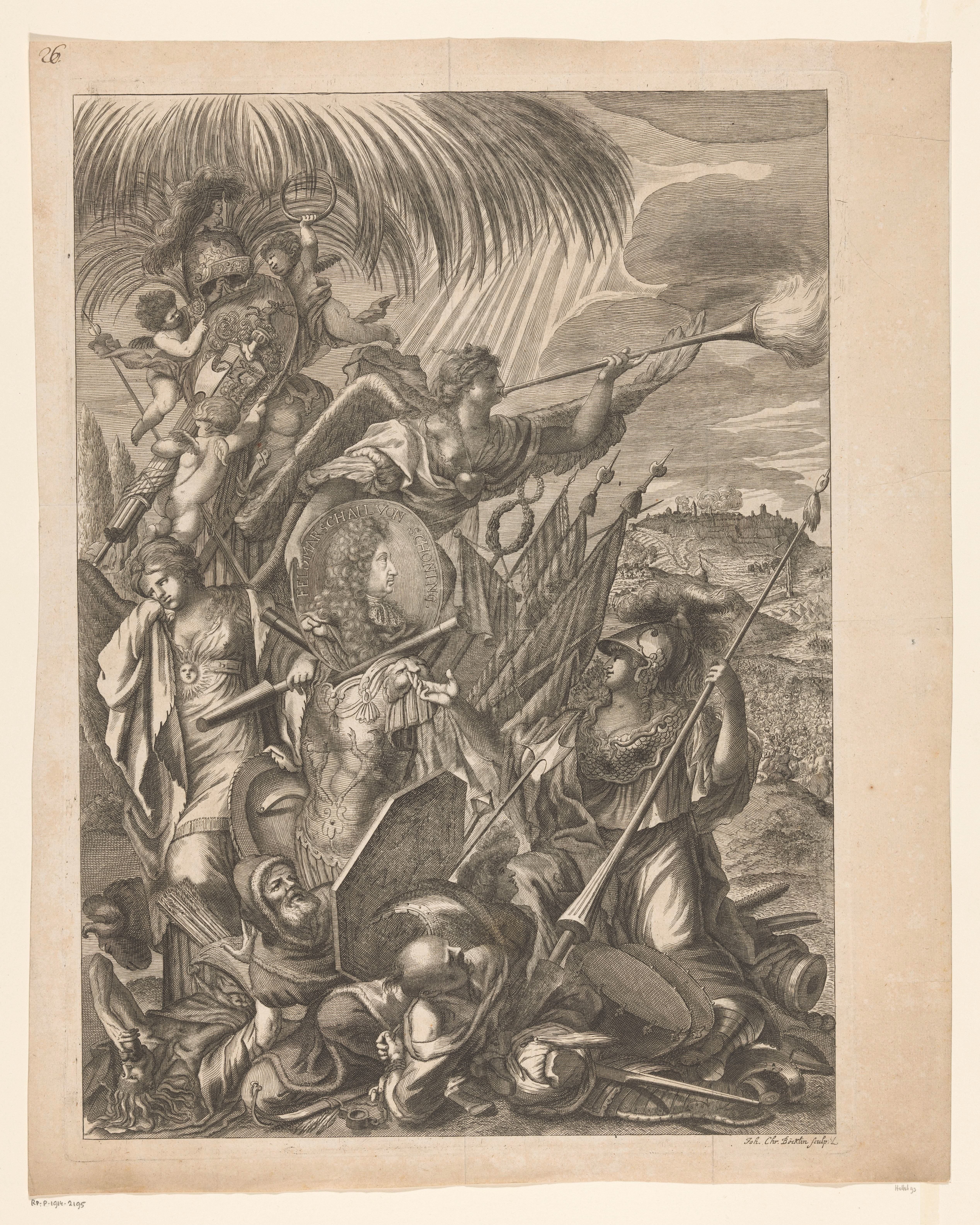Allegorische voorstelling met het portret van Hans Adam von Schöning