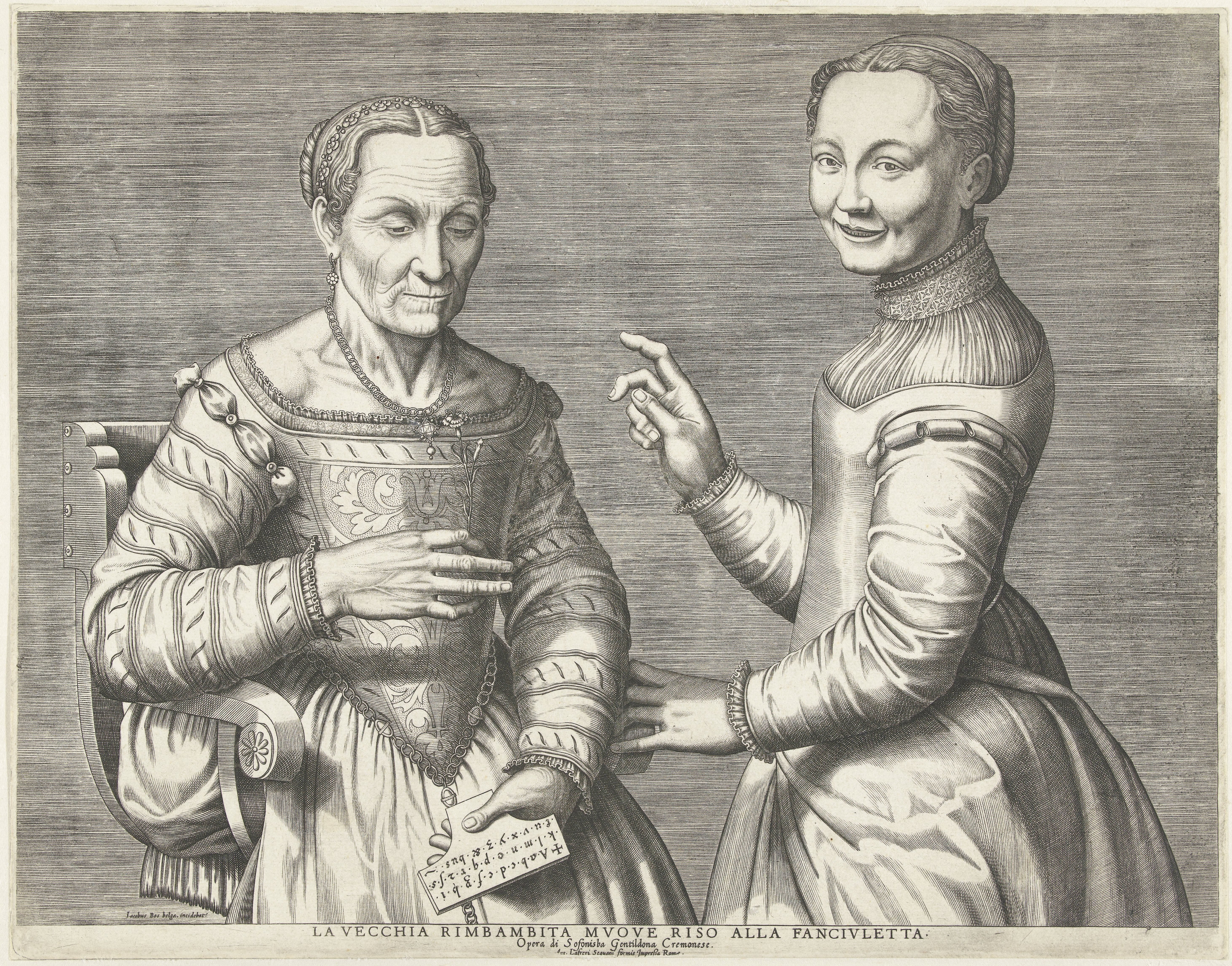 Oude vrouw doet het jonge meisje lachen