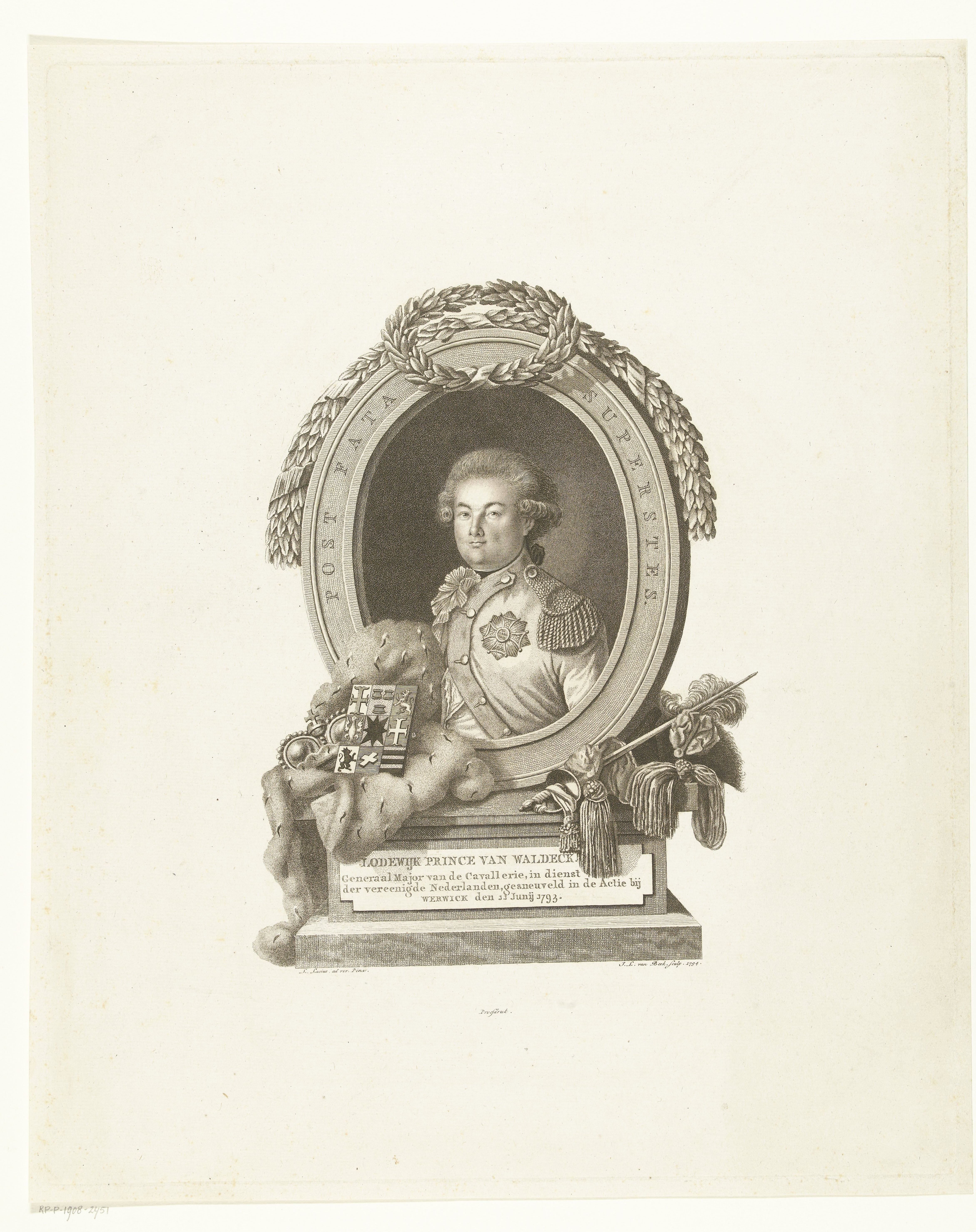 Portret van generaal-majoor Lodewijk vorst van Waldeck