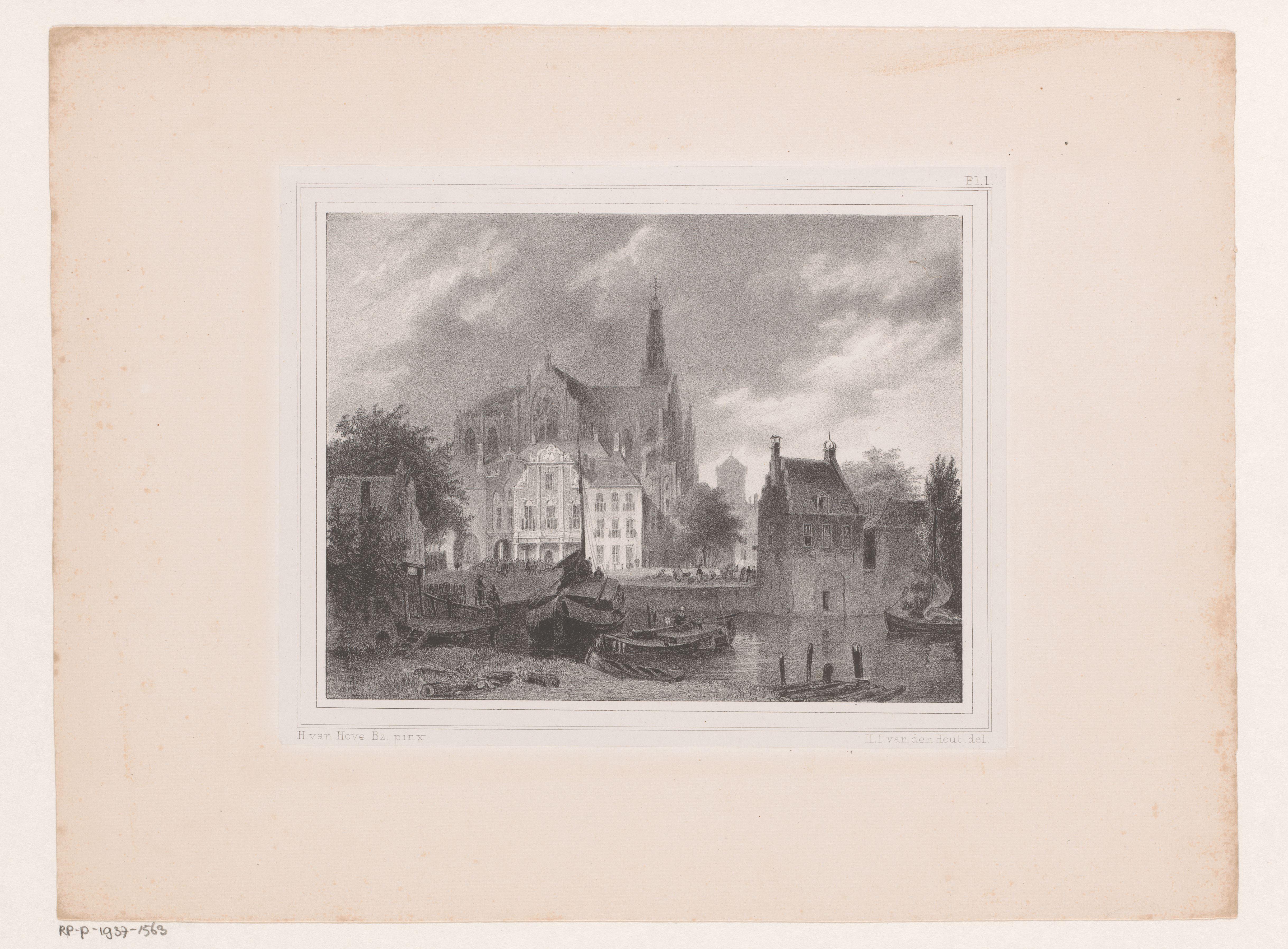 Stadsgezicht met kerk