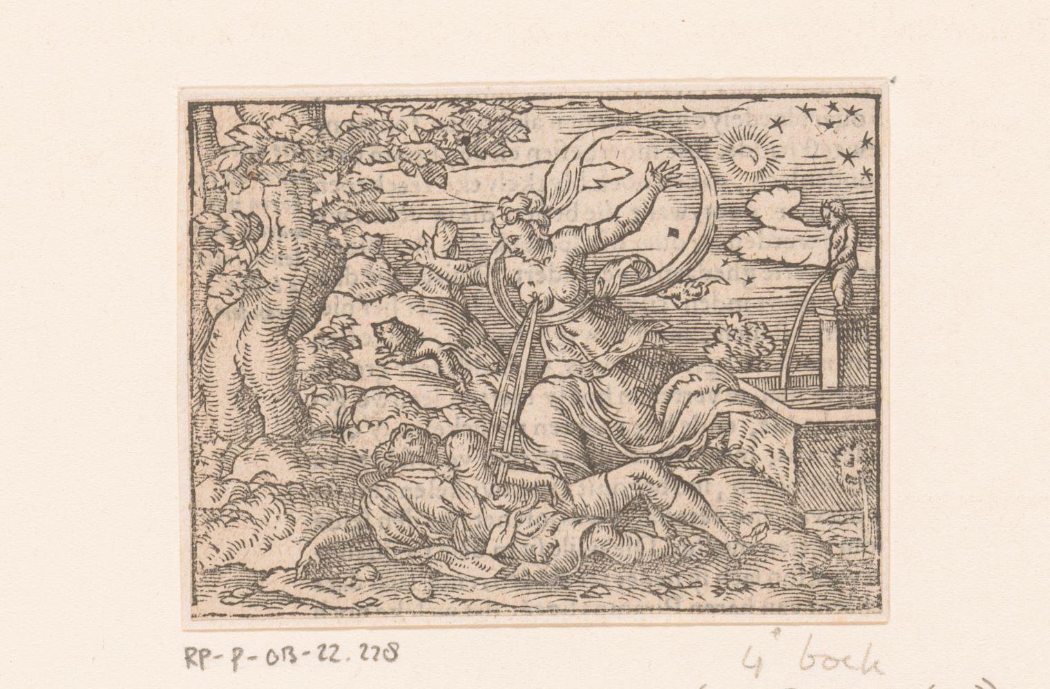 Thisbe doodt zichzelf met het zwaard van Pyramus
