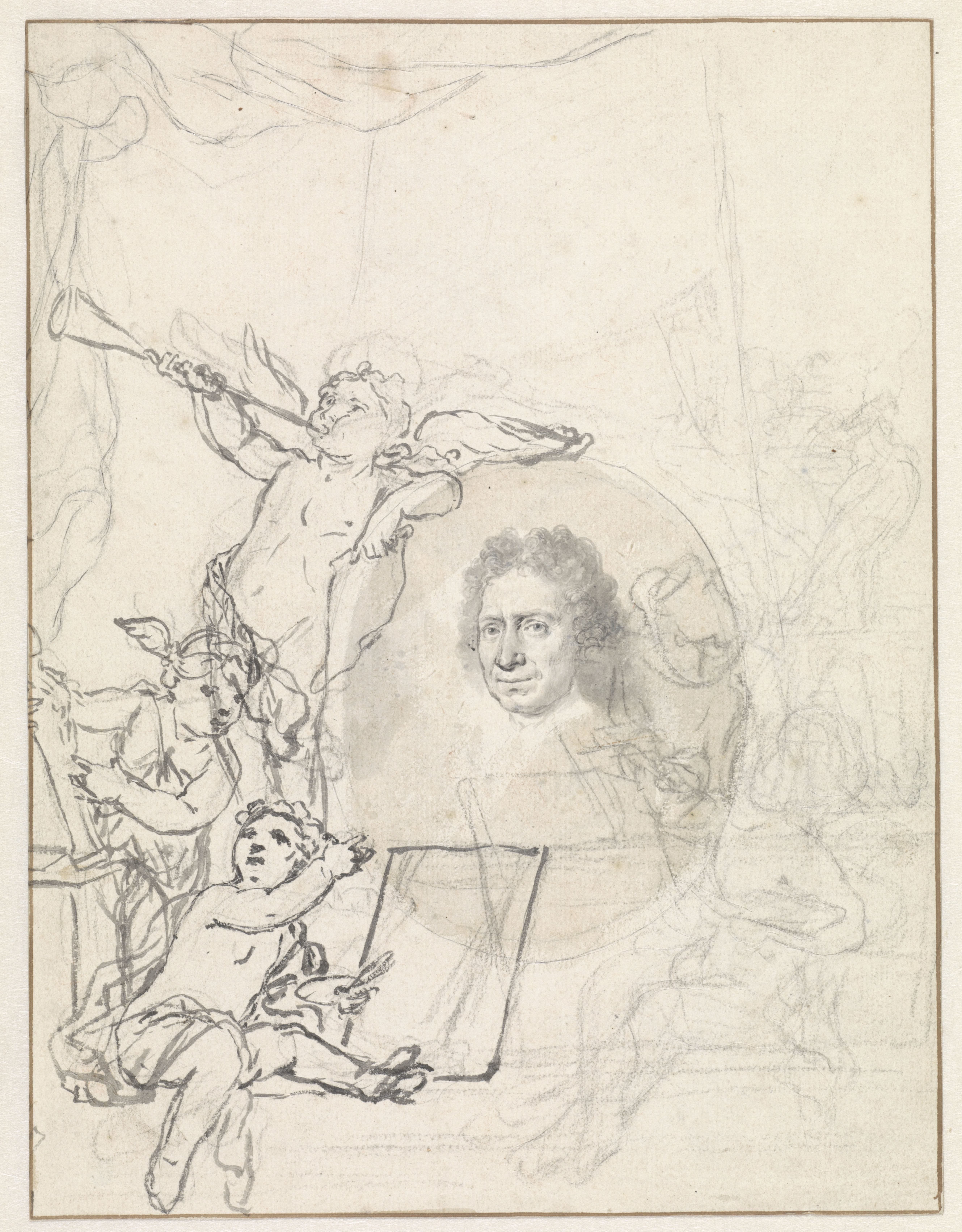 Portret van Johannes Bronkhorst omringd door putti