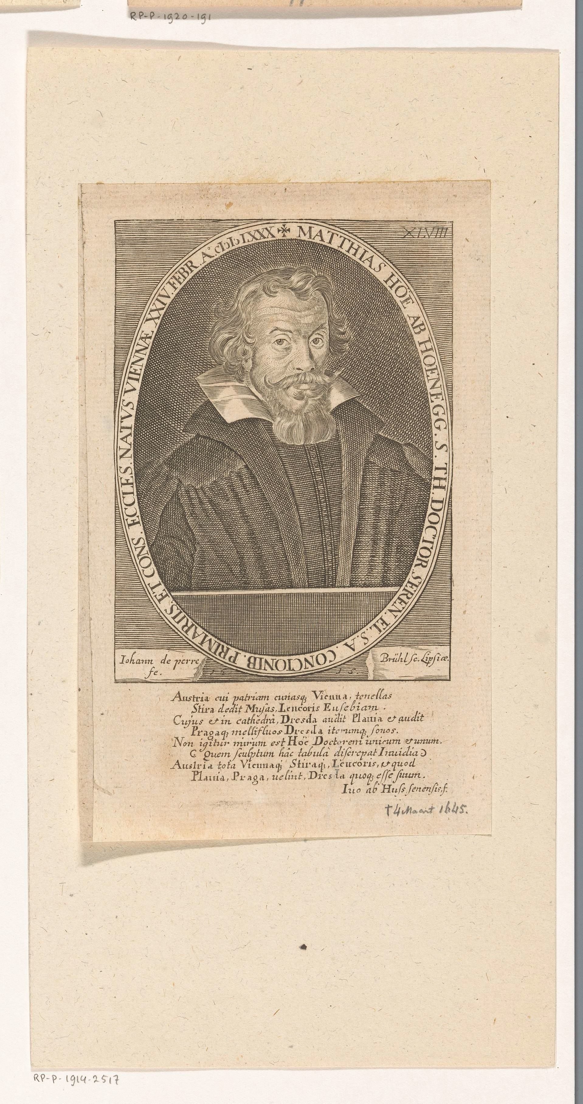 Portret van Matthias Hoë von Hoënegg