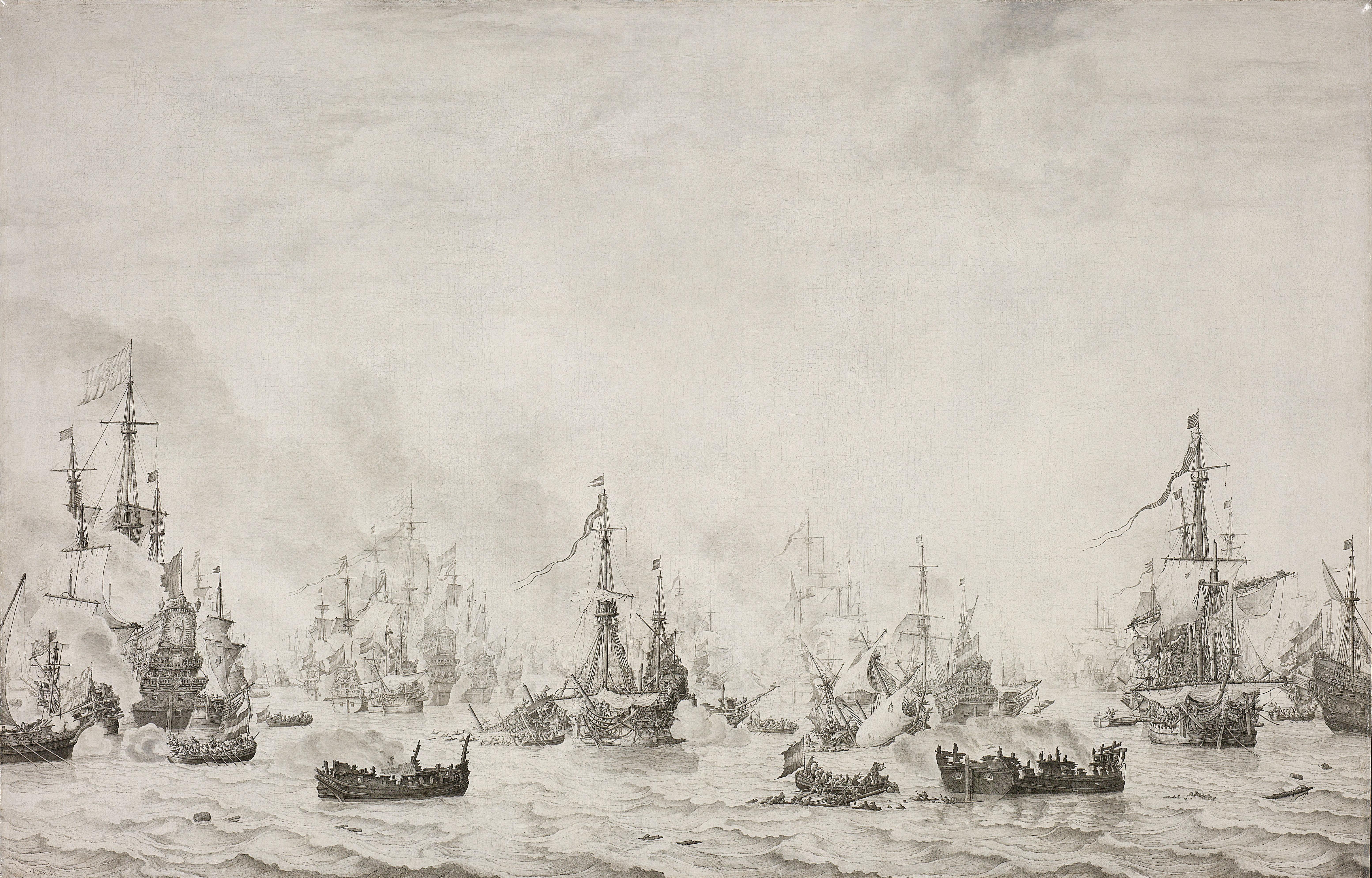 De zeeslag tegen de Spaanse Armada bij Duins